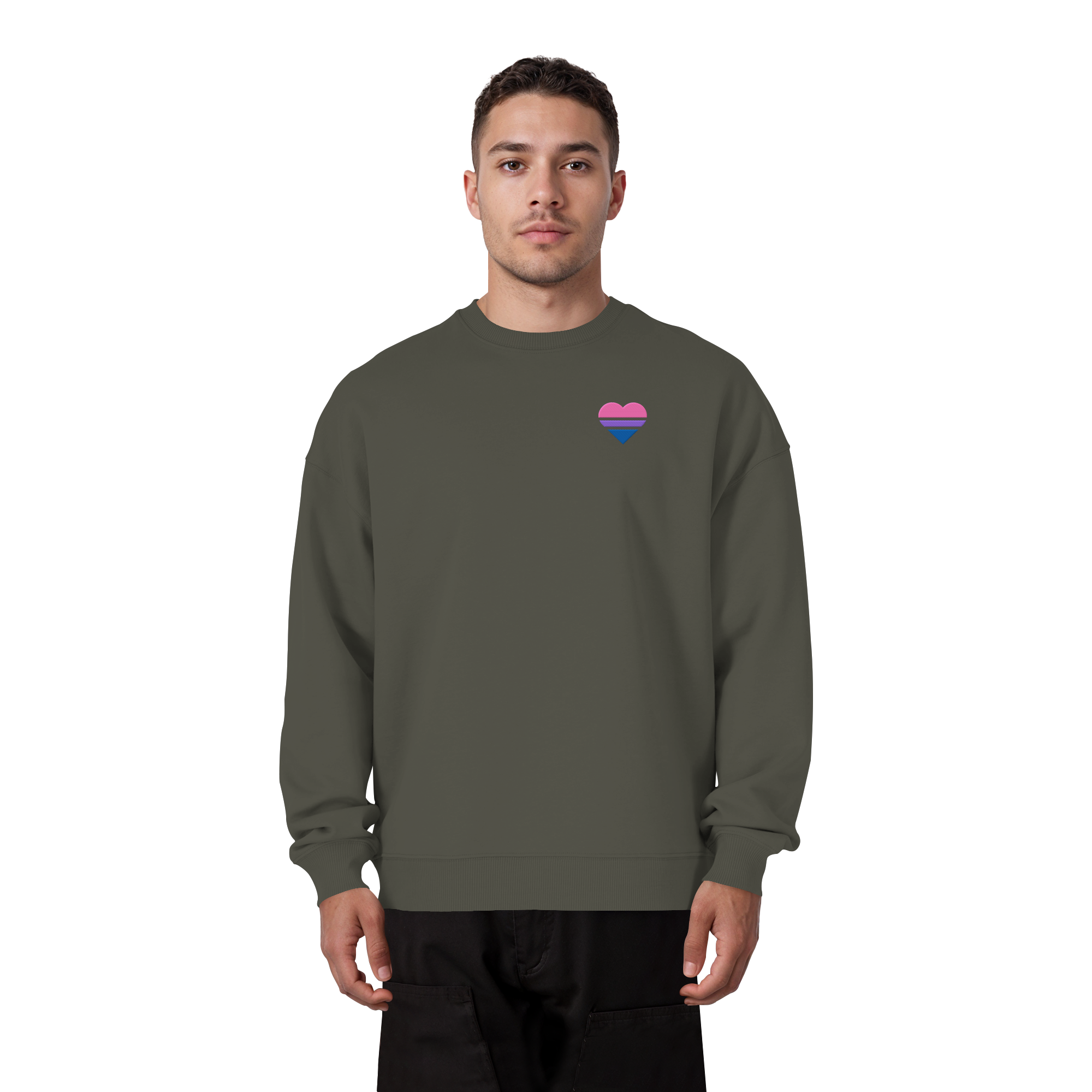 Organic Oversize Sweatshirt - Bisexual Flag Herz Stick
