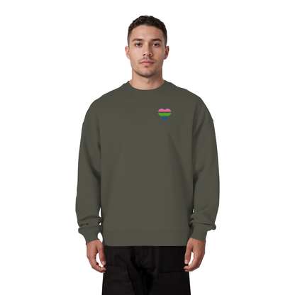 Organic Oversize Sweatshirt mit Herz Stick - Polysexual