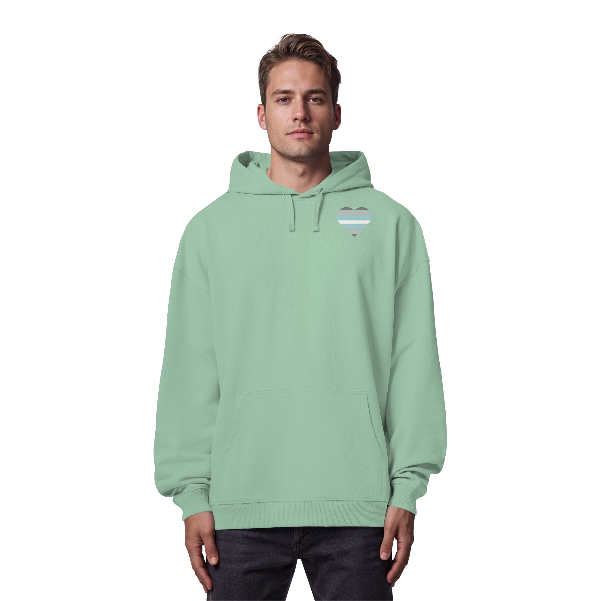 Organic Oversize Hoodie - Demiboy Flag Herz Print