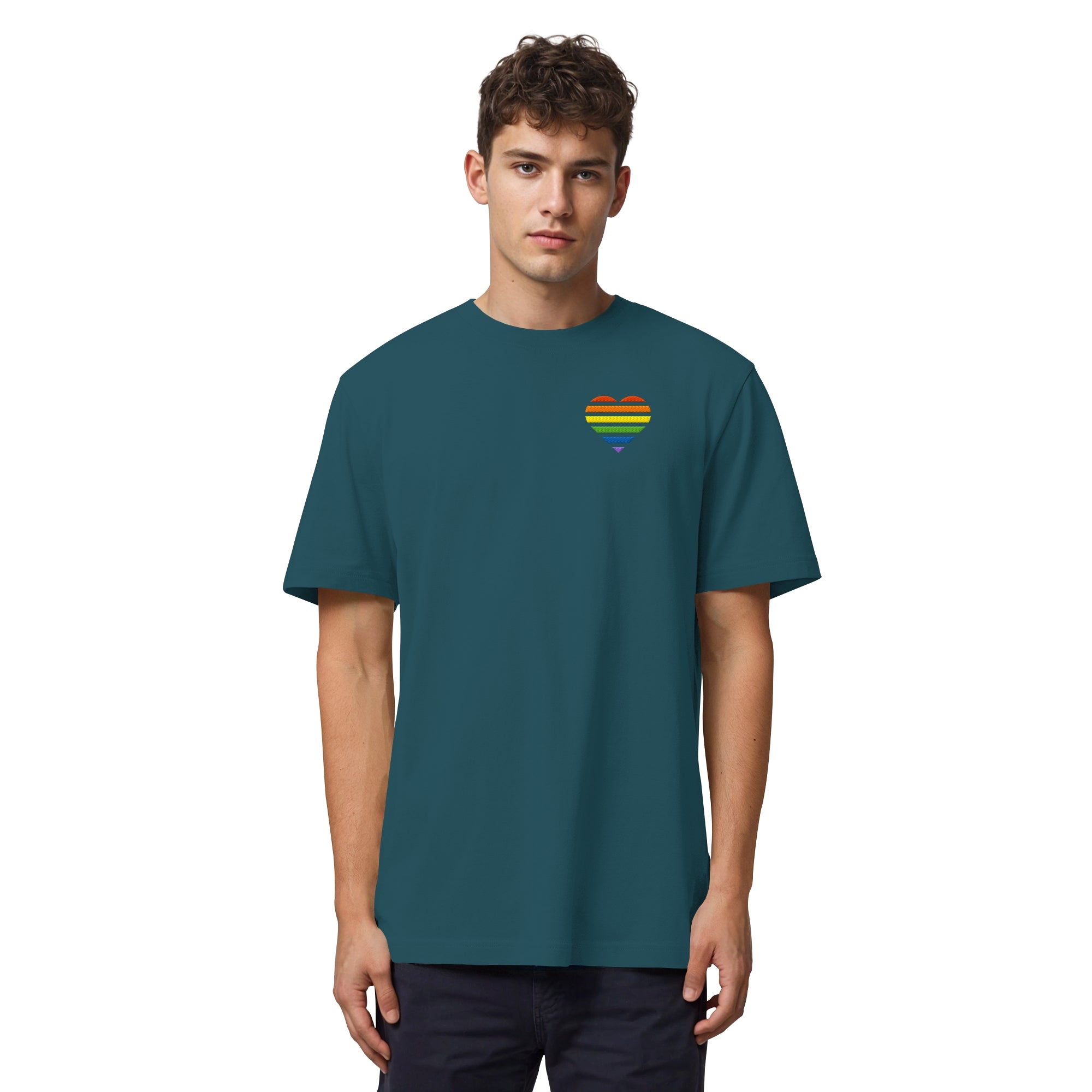 Organic Heavy Shirt - Pride Flag Herz Stick