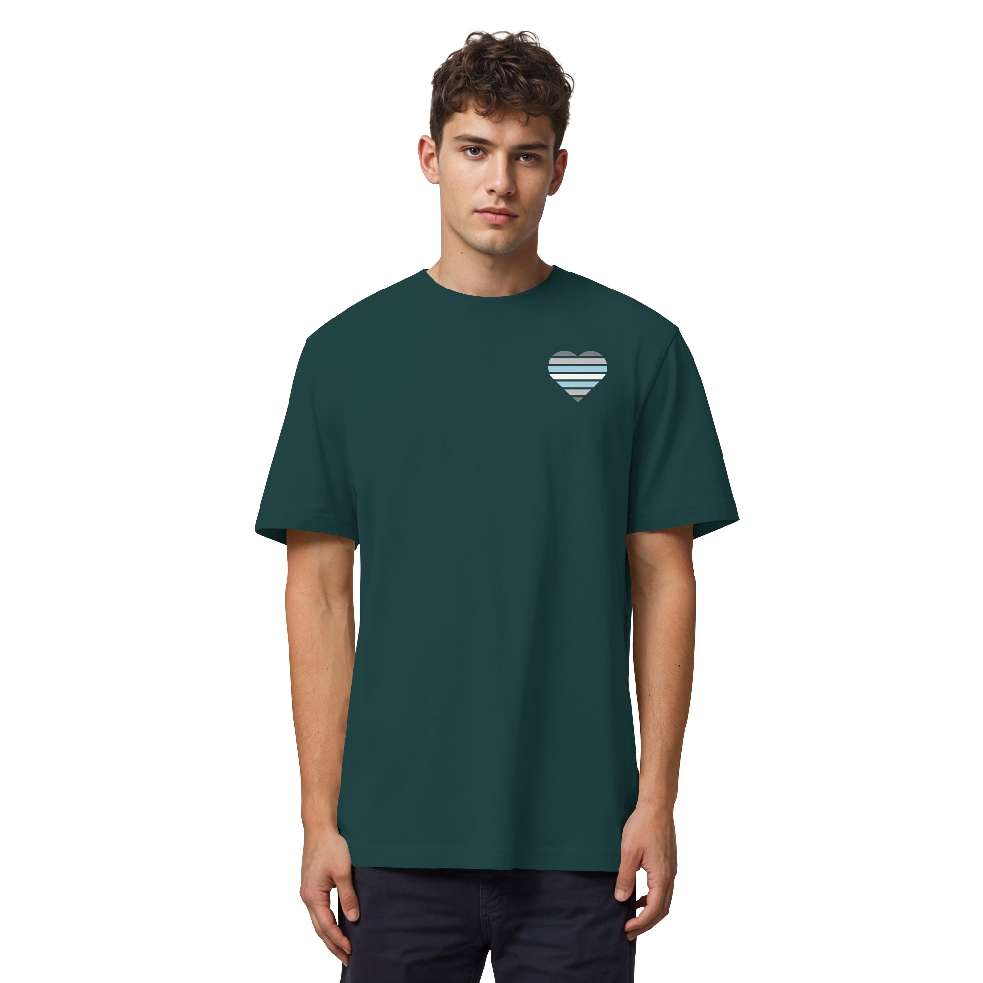 Organic Heavy Shirt - Demiboy Flag Herz Print