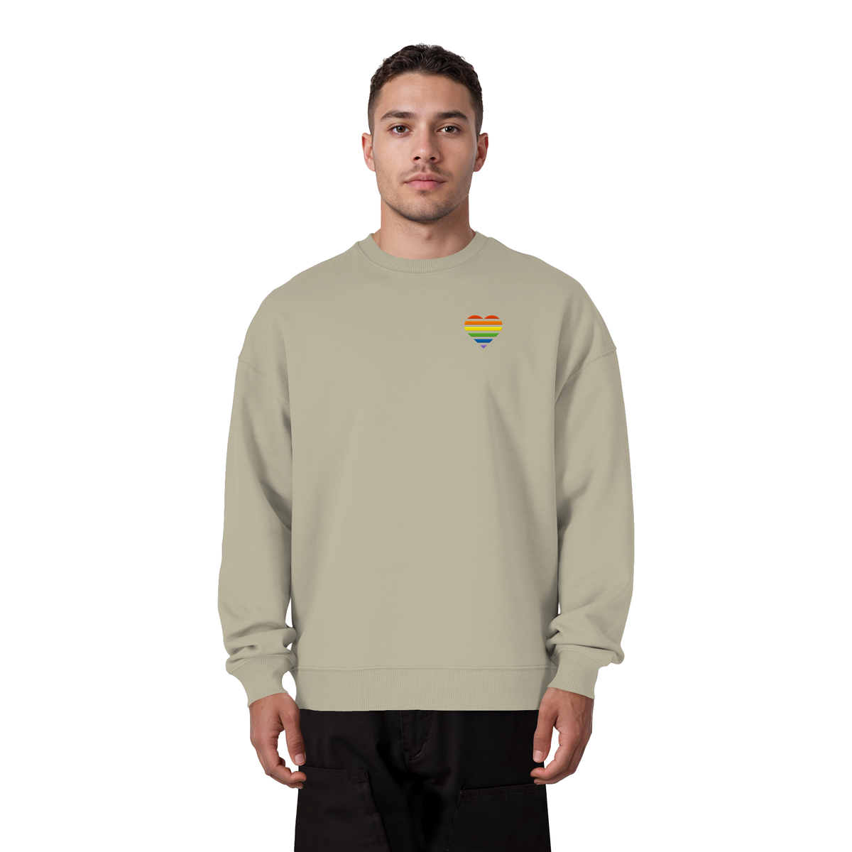 Organic Oversize Sweatshirt mit Herz Stick - Pride
