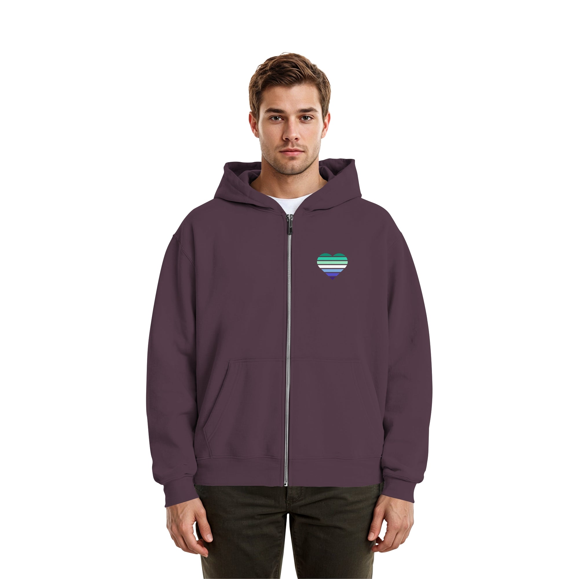 Fluffy Boxcut Zipper - Gay Flag Herz Print