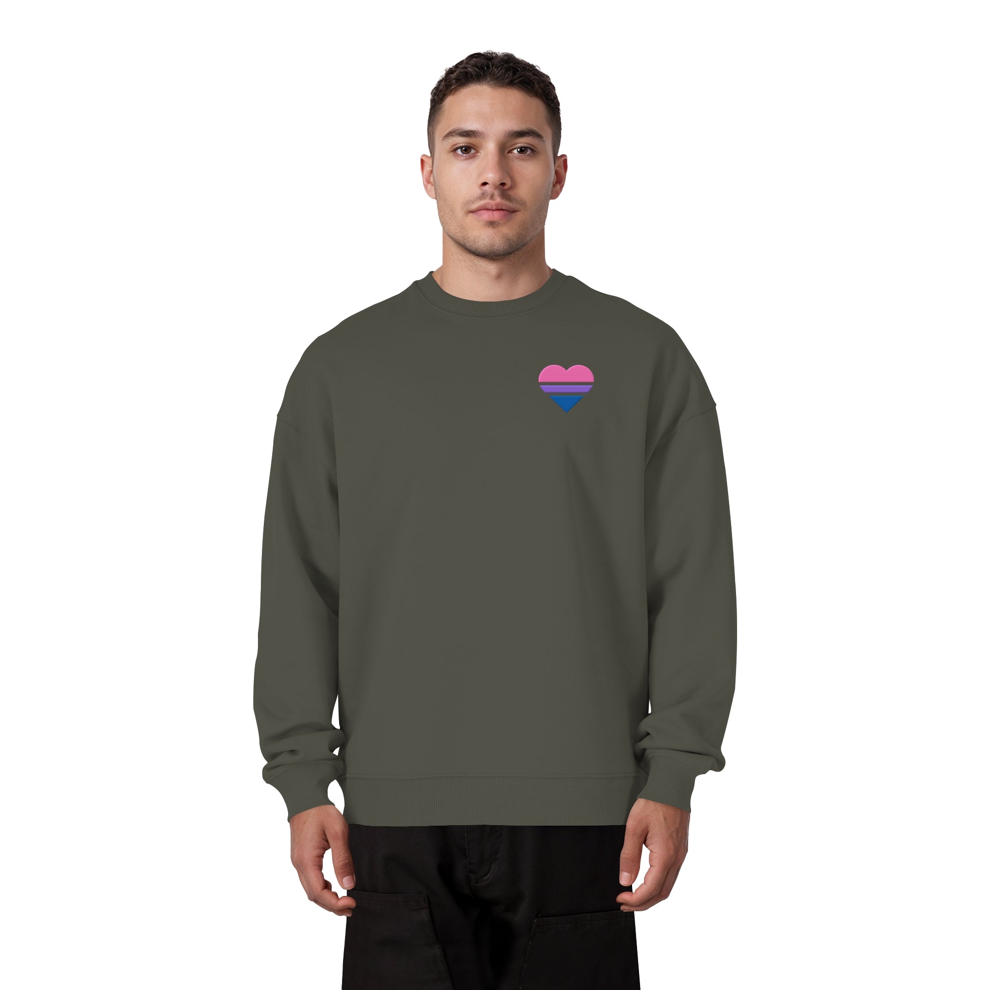 Organic Oversize Sweatshirt - Bisexual Flag Herz Stick