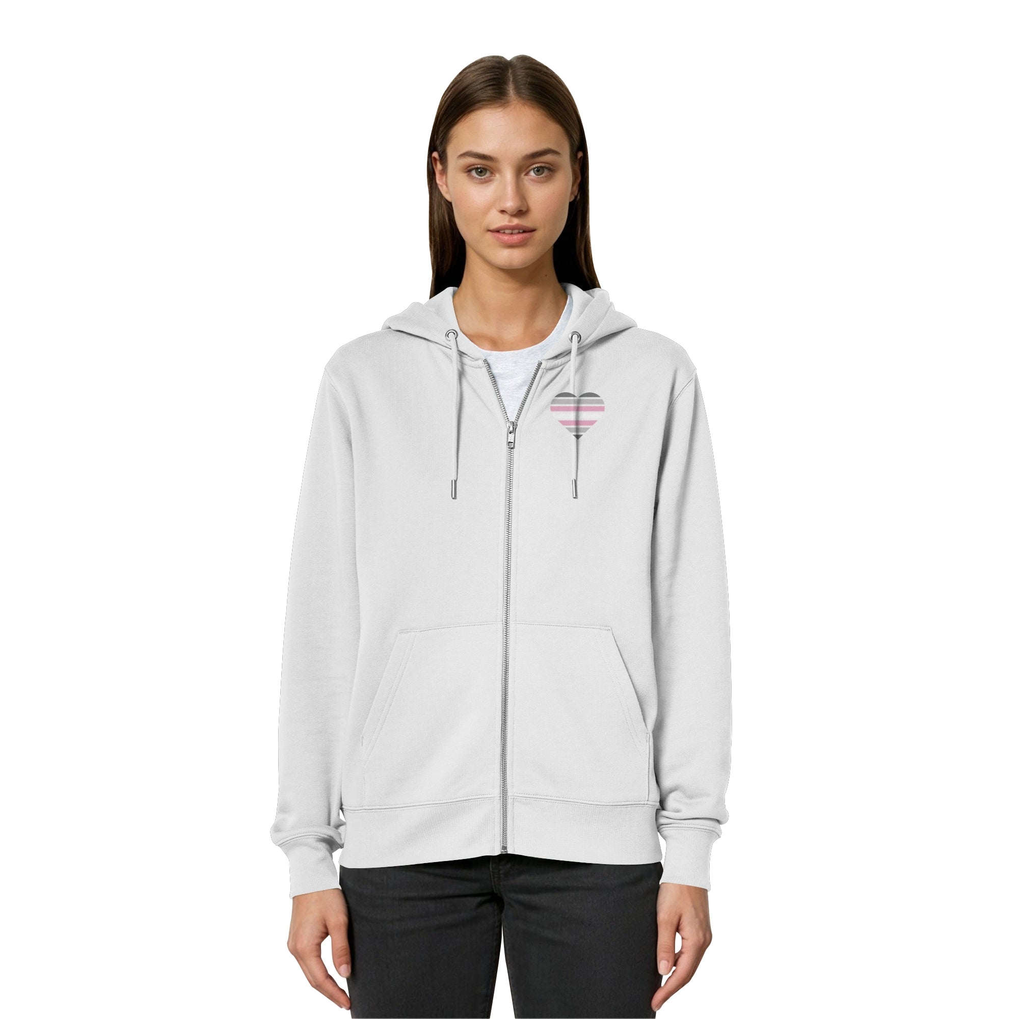 Organic Relaxed Zipper - Demigirl Flag Herz Print
