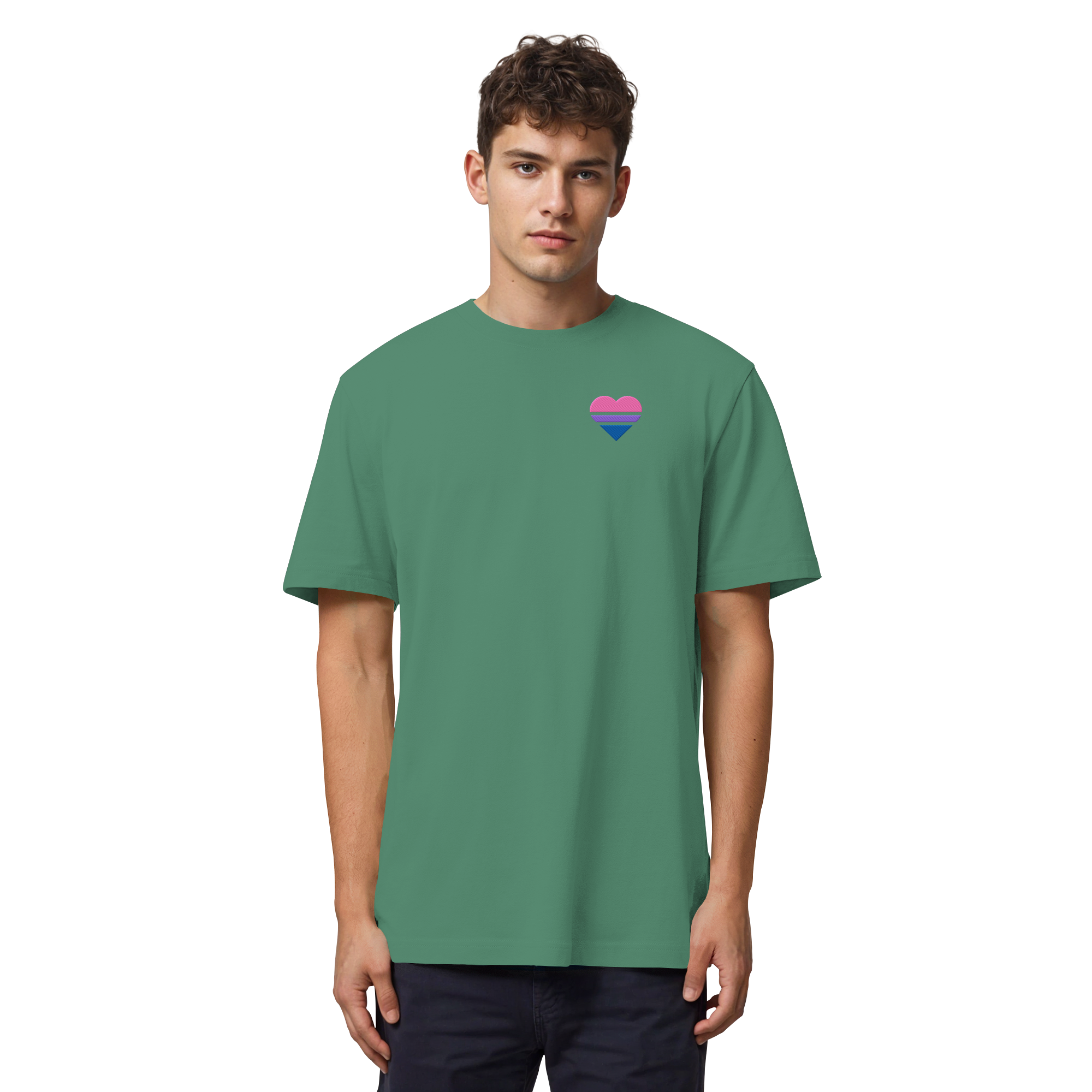 Organic Heavy Shirt - Bisexual Flag Herz Stick