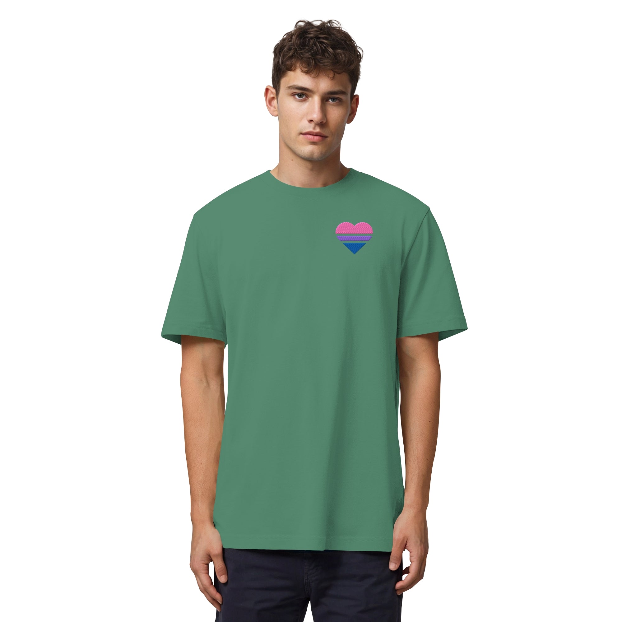 Organic Heavy Shirt - Bisexual Flag Herz Stick
