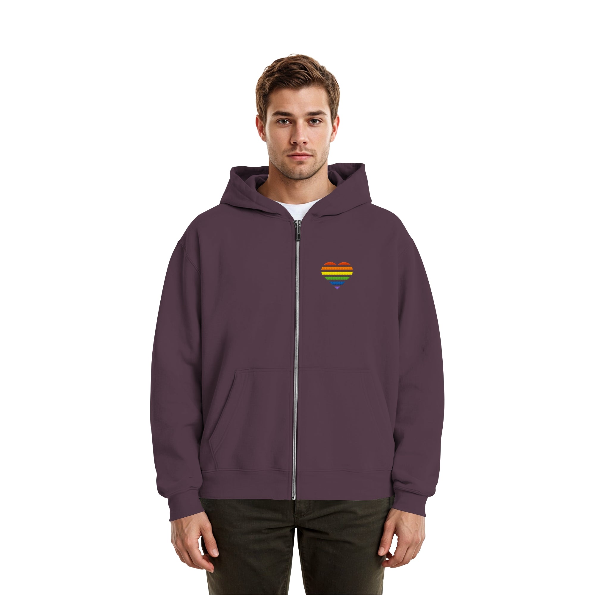 Fluffy Boxcut Zipper - Pride Flag Herz Stick