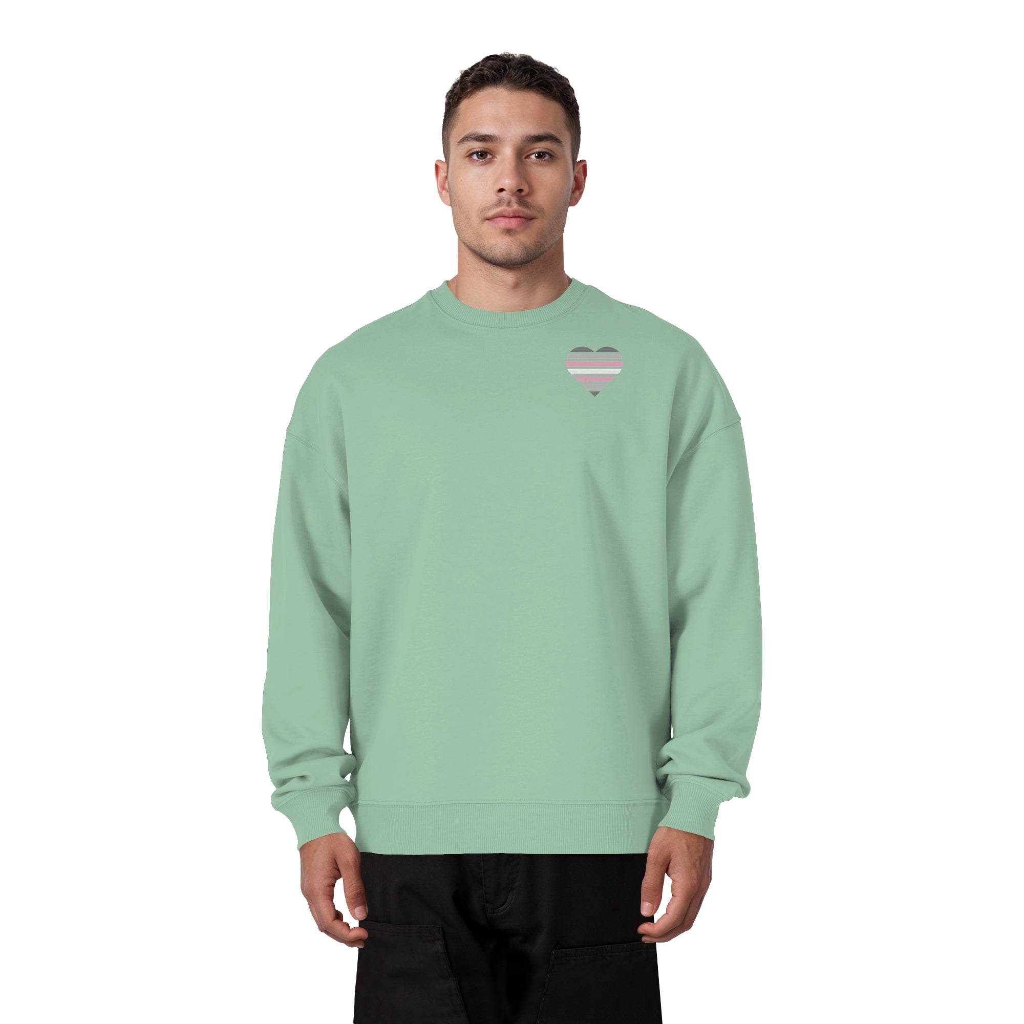 Organic Oversize Sweatshirt - Demigirl Flag Herz Print