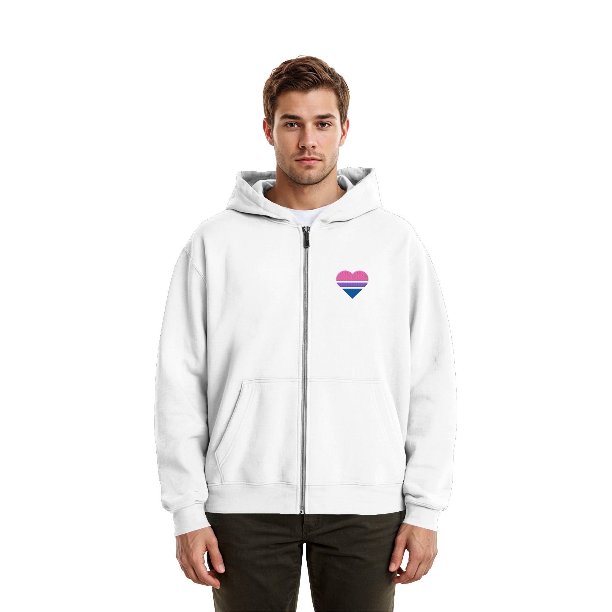Fluffy Boxcut Zipper - Bisexual Flag Herz Stick