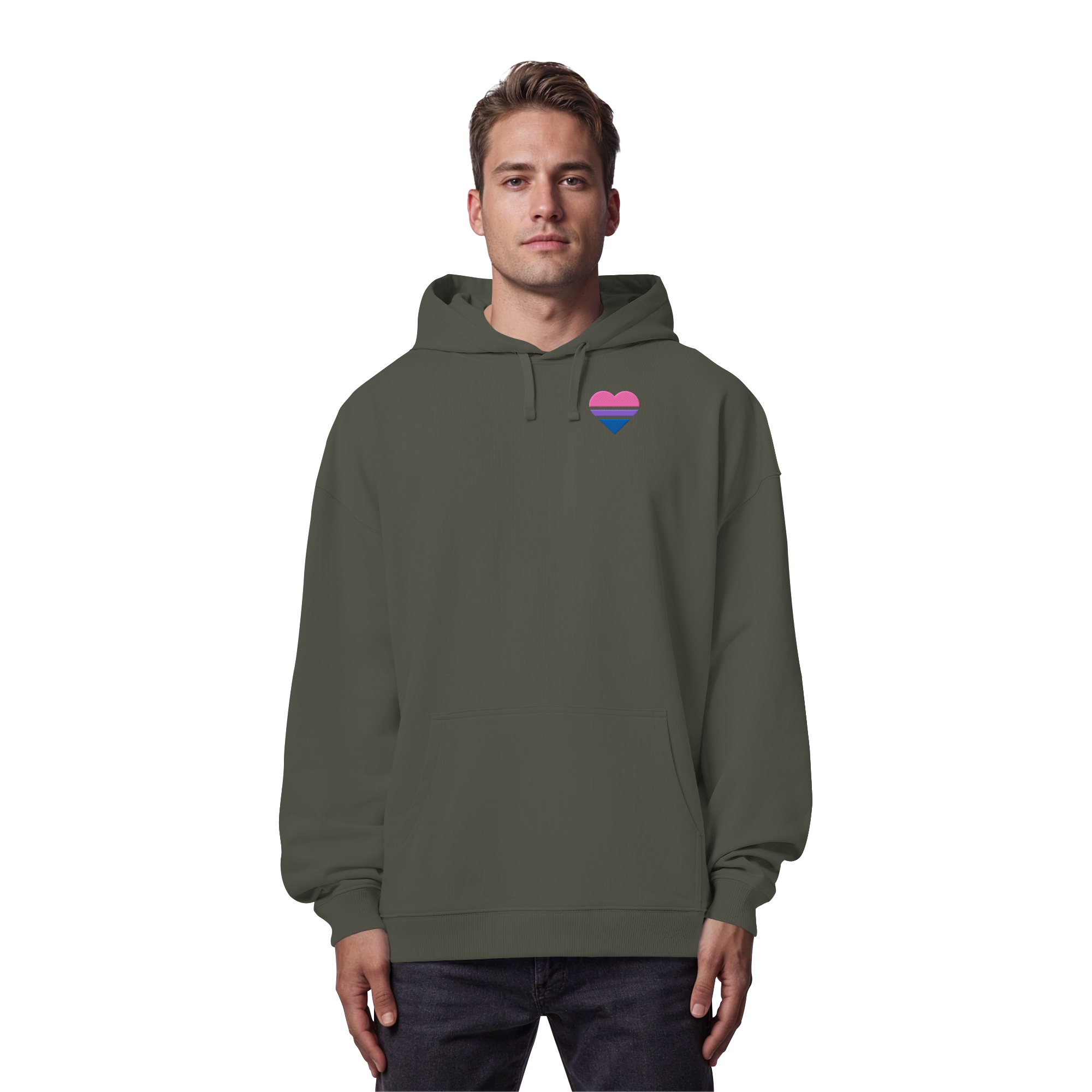 Organic Oversize Hoodie - Bisexual Flag Herz Stick