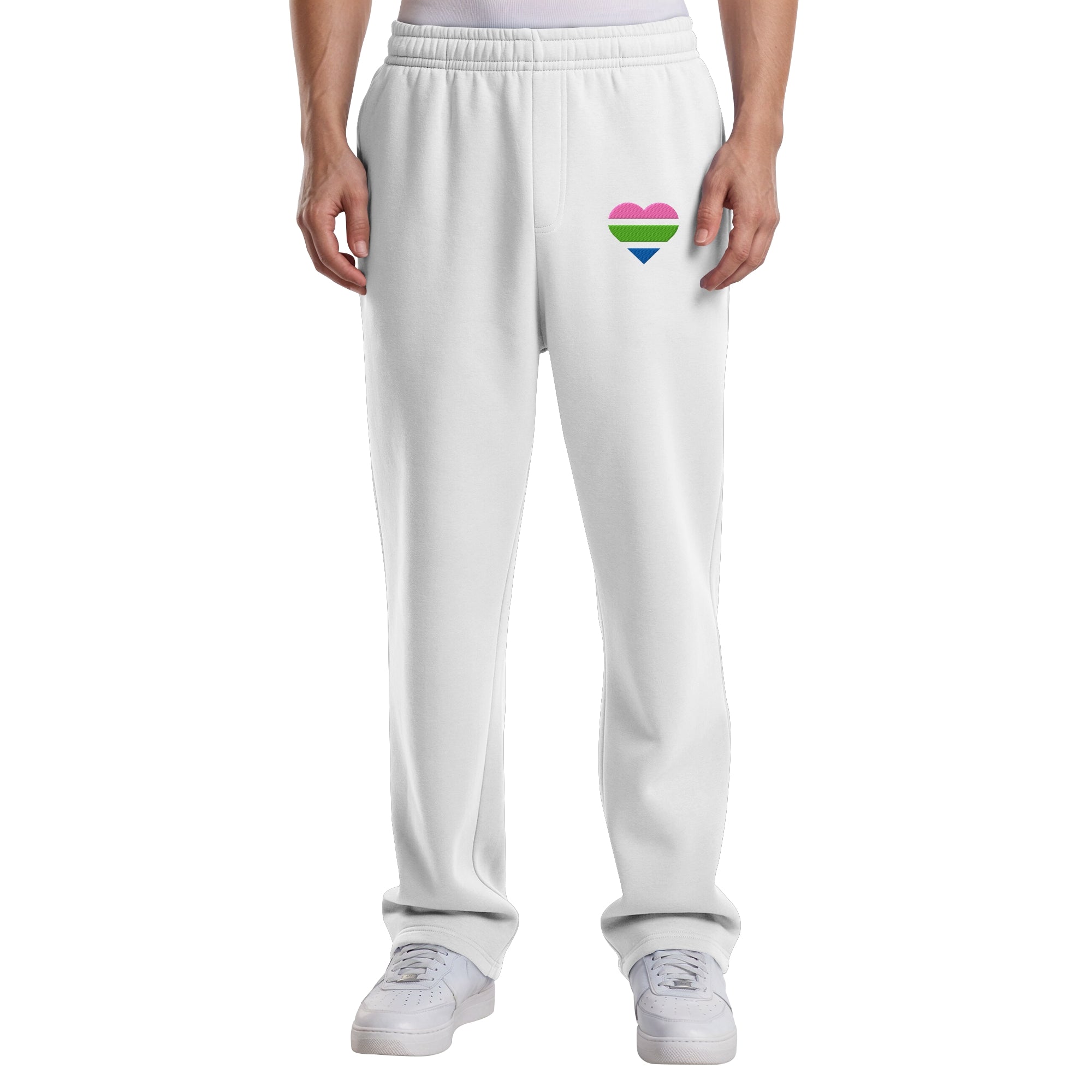 Fluffy Track Sweatpants - Polysexual Flag Herz Stick