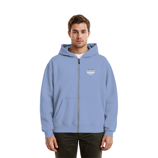 Fluffy Boxcut Zipper - Demiboy Flag Herz Print