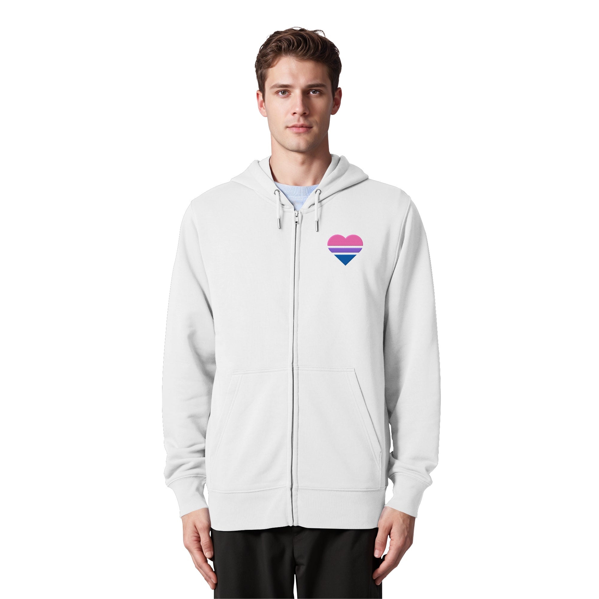 Organic Zipper - Bisexual Flag Herz Stick
