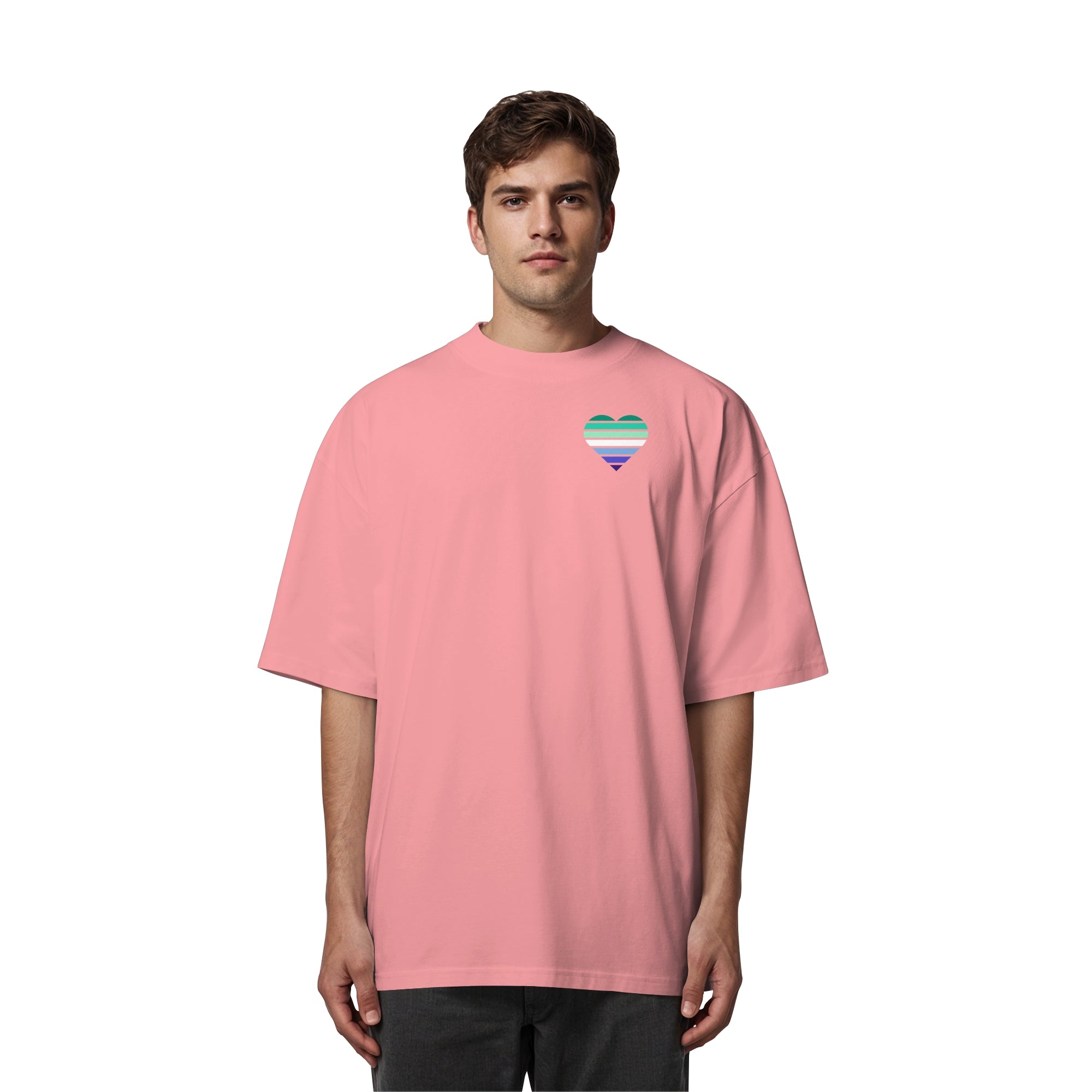 Organic Oversize Shirt - Gay Flag Herz Print