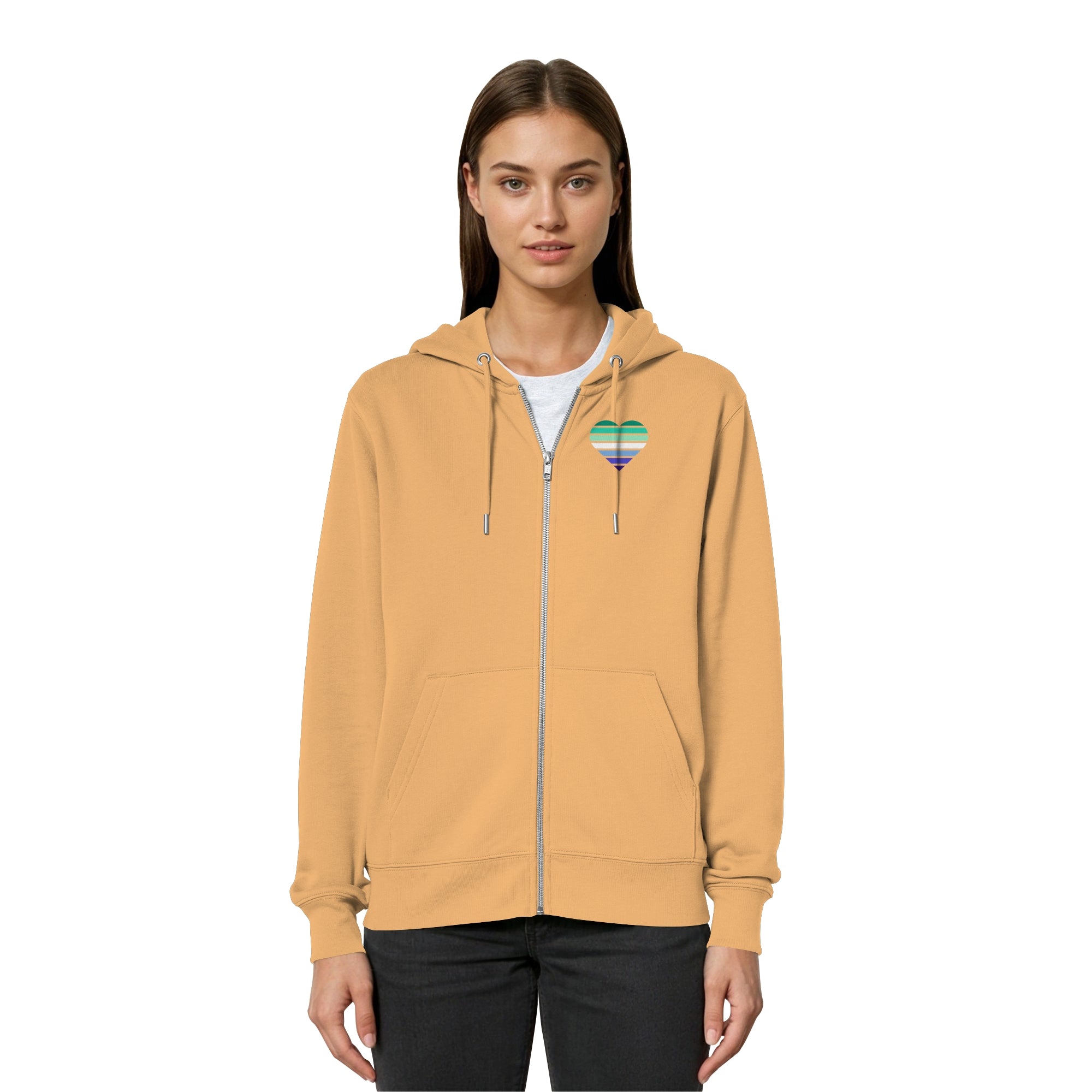 Organic Relaxed Zipper - Gay Flag Herz Print