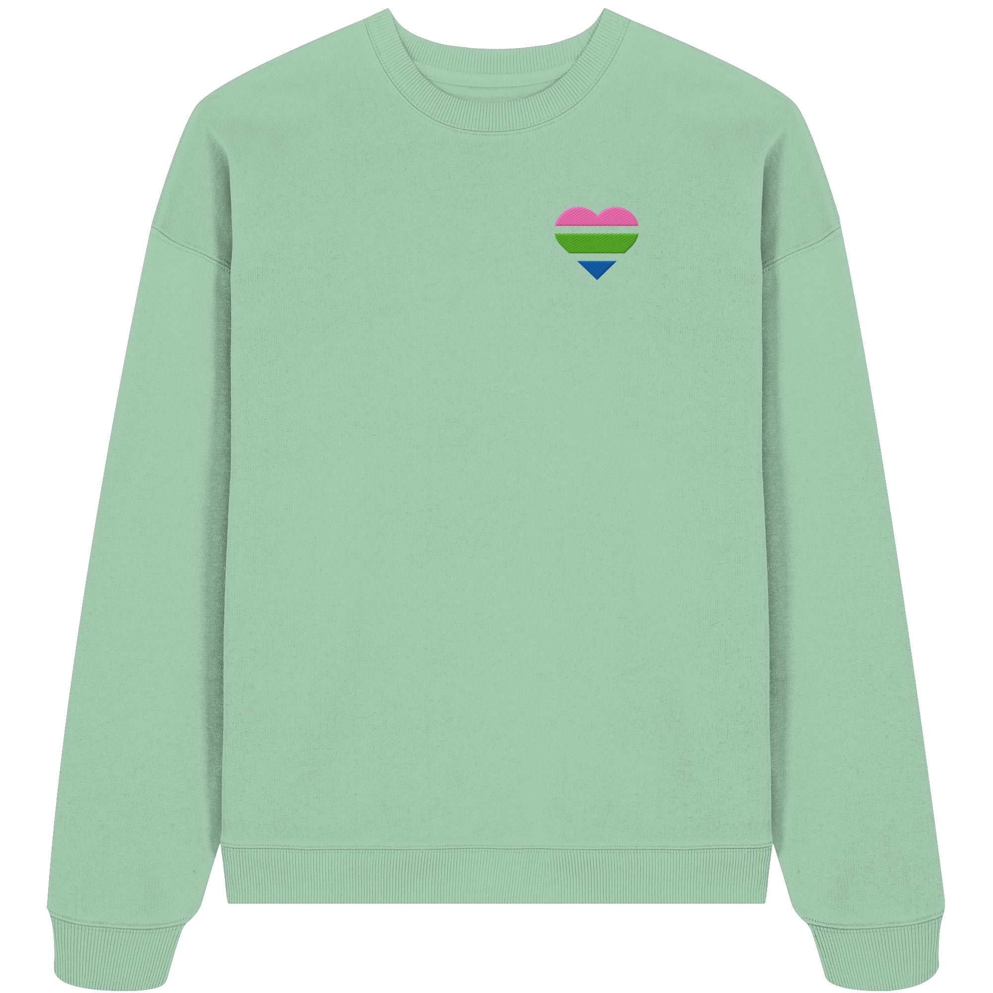 Organic Oversize Sweatshirt - Polysexual Flag Herz Stick