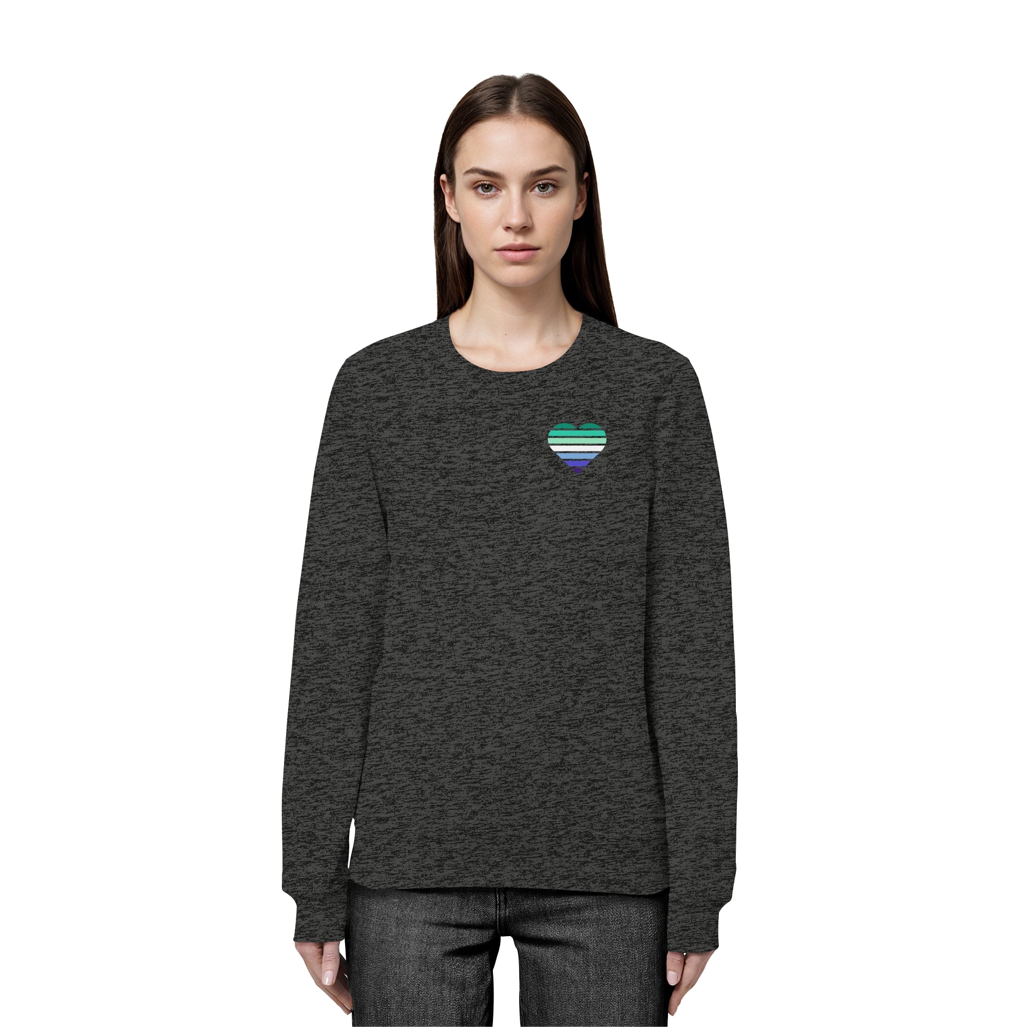 Organic Basic Sweatshirt - Gay Flag Herz Print
