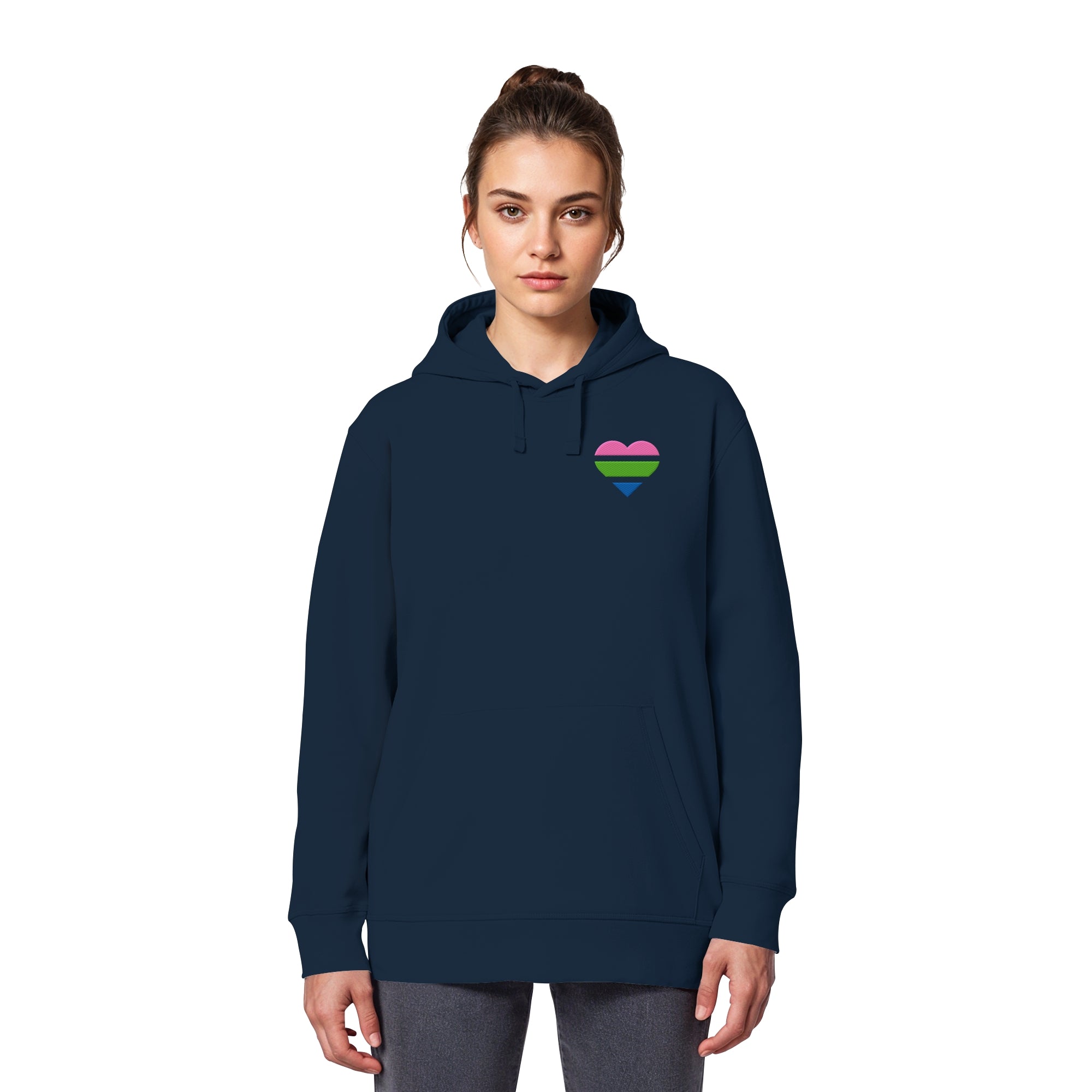 Organic Basic Hoodie - Polysexual Flag Herz Stick