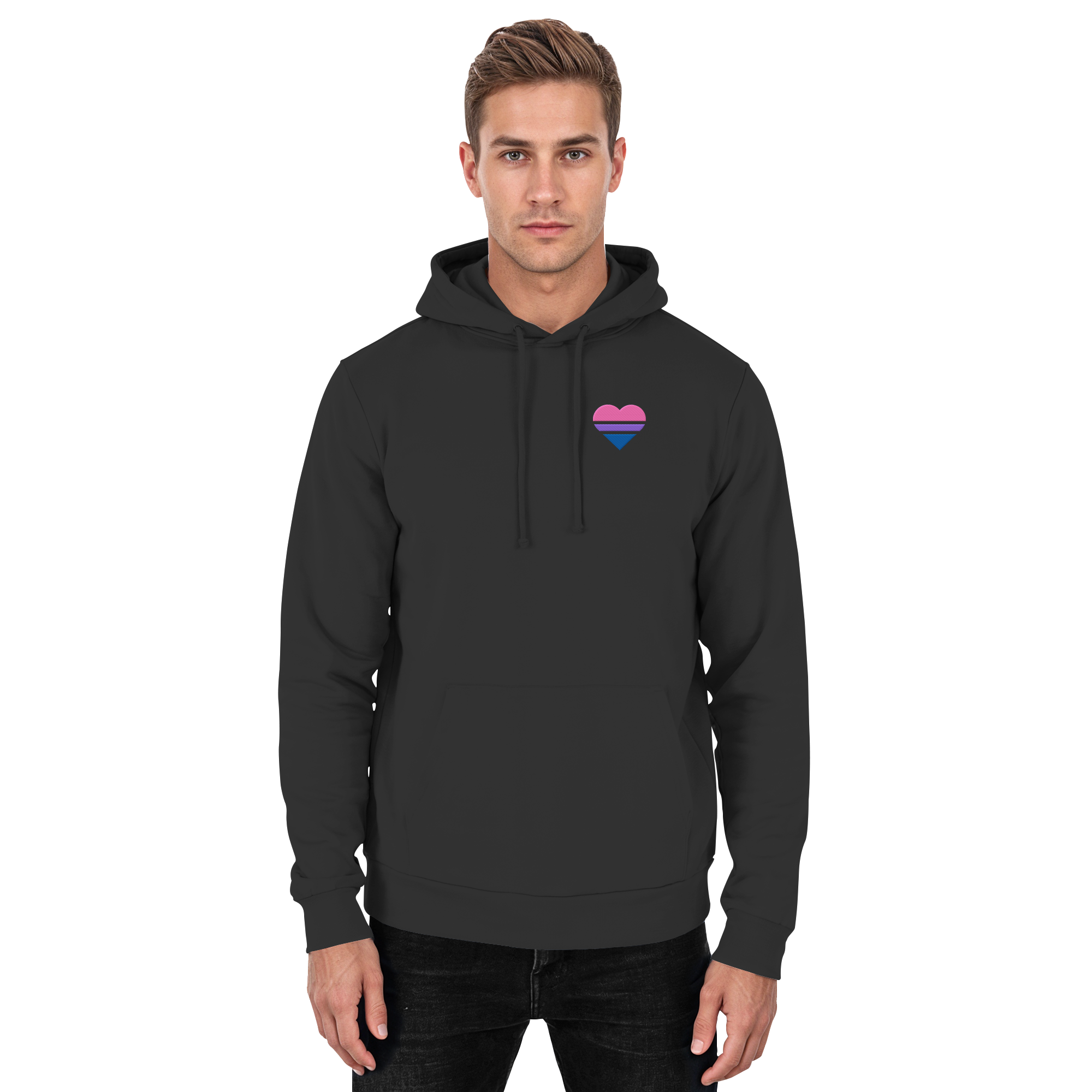 Basic Hoodie - Bisexual Flag Herz Stick