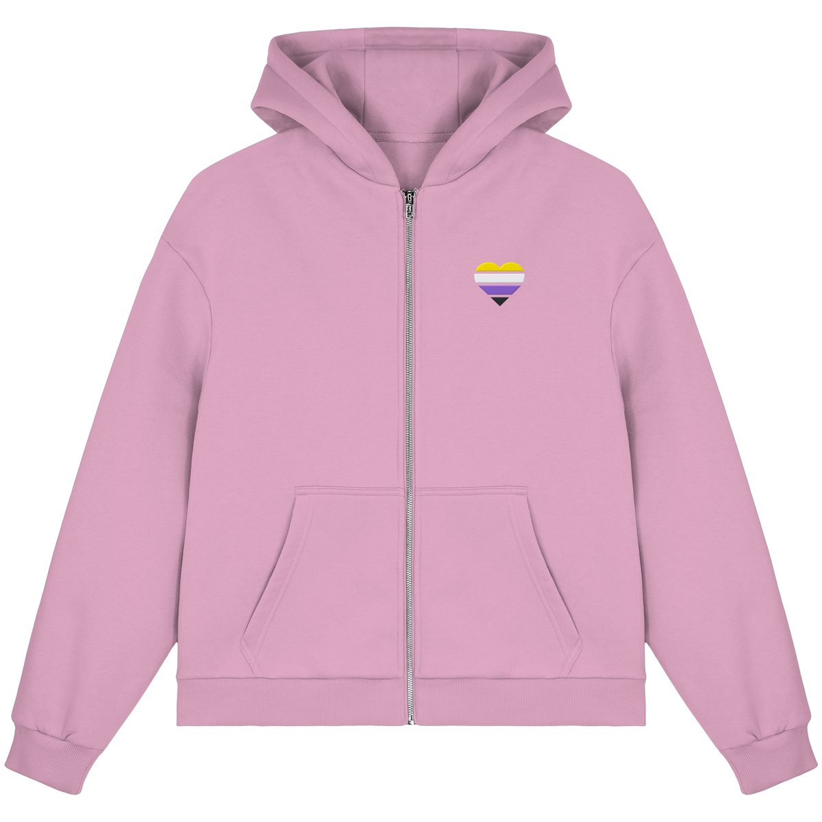 Fluffy Boxcut Zipper mit Herz Stick - Nonbinary