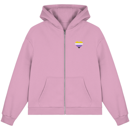 Fluffy Boxcut Zipper mit Herz Stick - Nonbinary