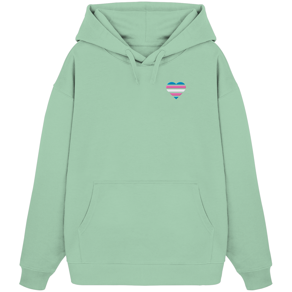 Organic Oversize Hoodie mit Herz Stick - Trans