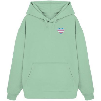 Organic Oversize Hoodie mit Herz Stick - Trans