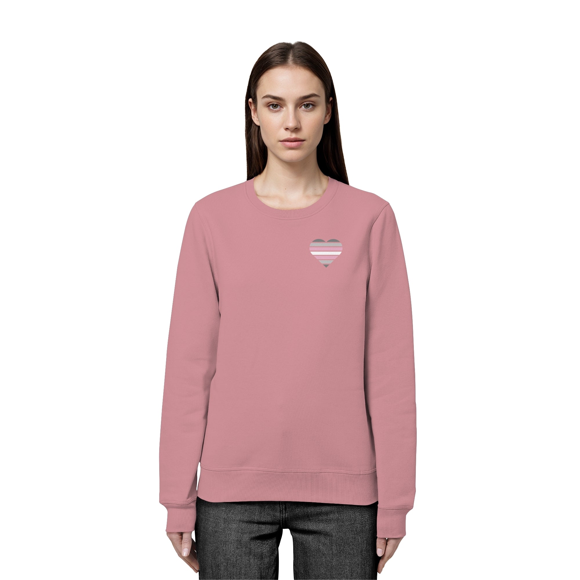 Organic Basic Sweatshirt - Demigirl Flag Herz Print