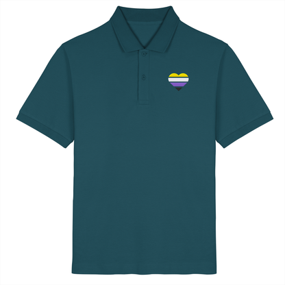 Organic Poloshirt mit Herz Stick - Nonbinary