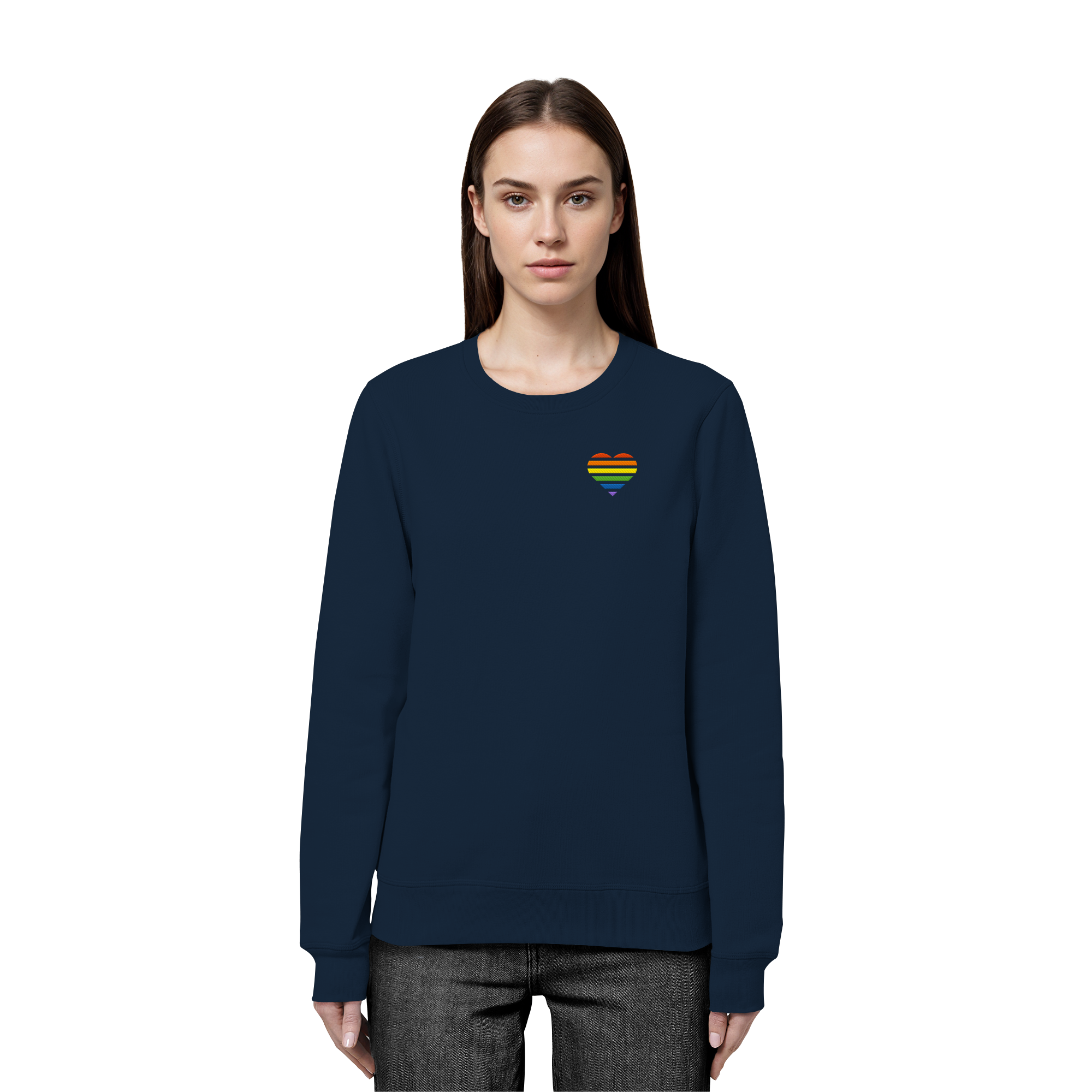 Organic Basic Sweatshirt - Pride Flag Herz