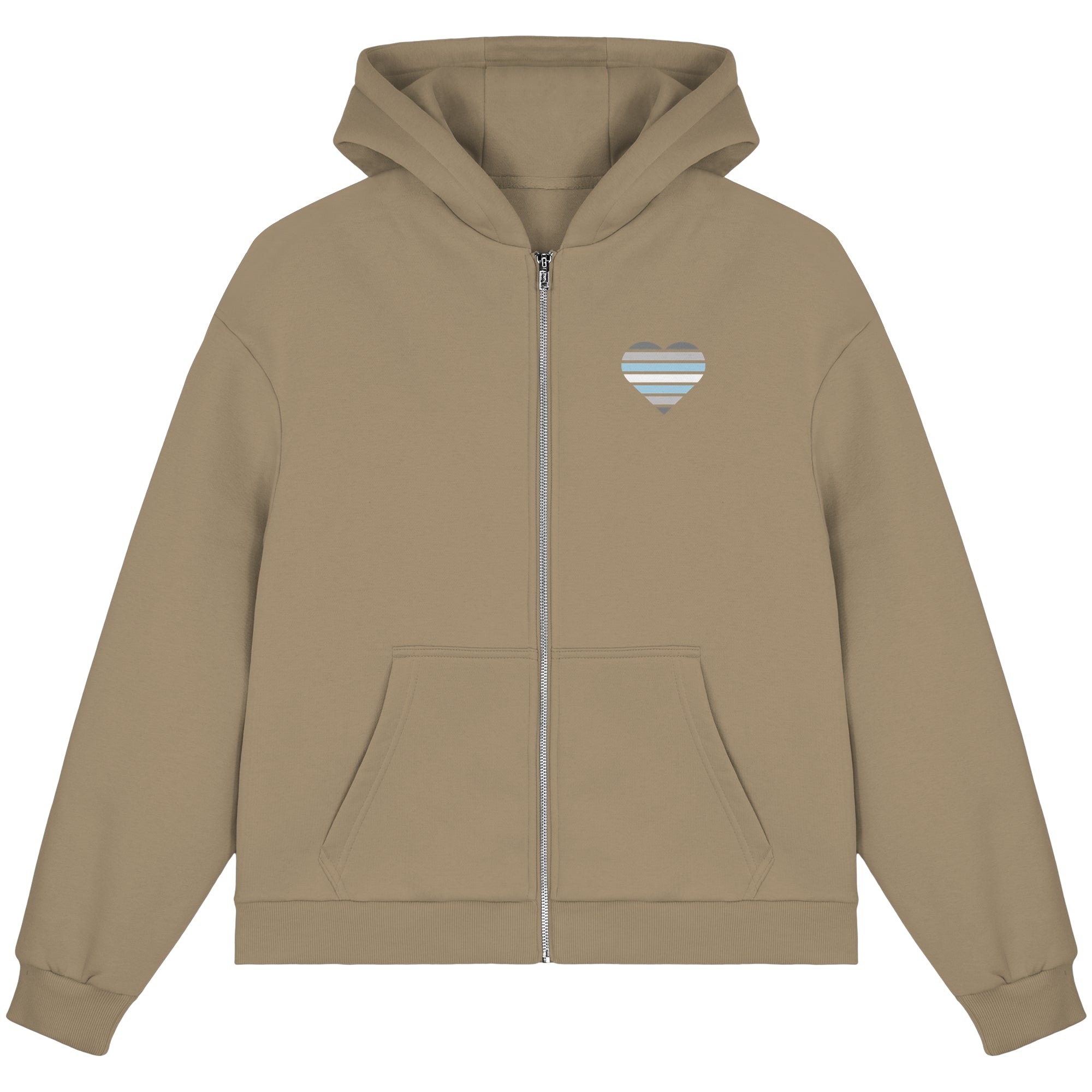 Fluffy Boxcut Zipper - Demiboy Flag Herz Print
