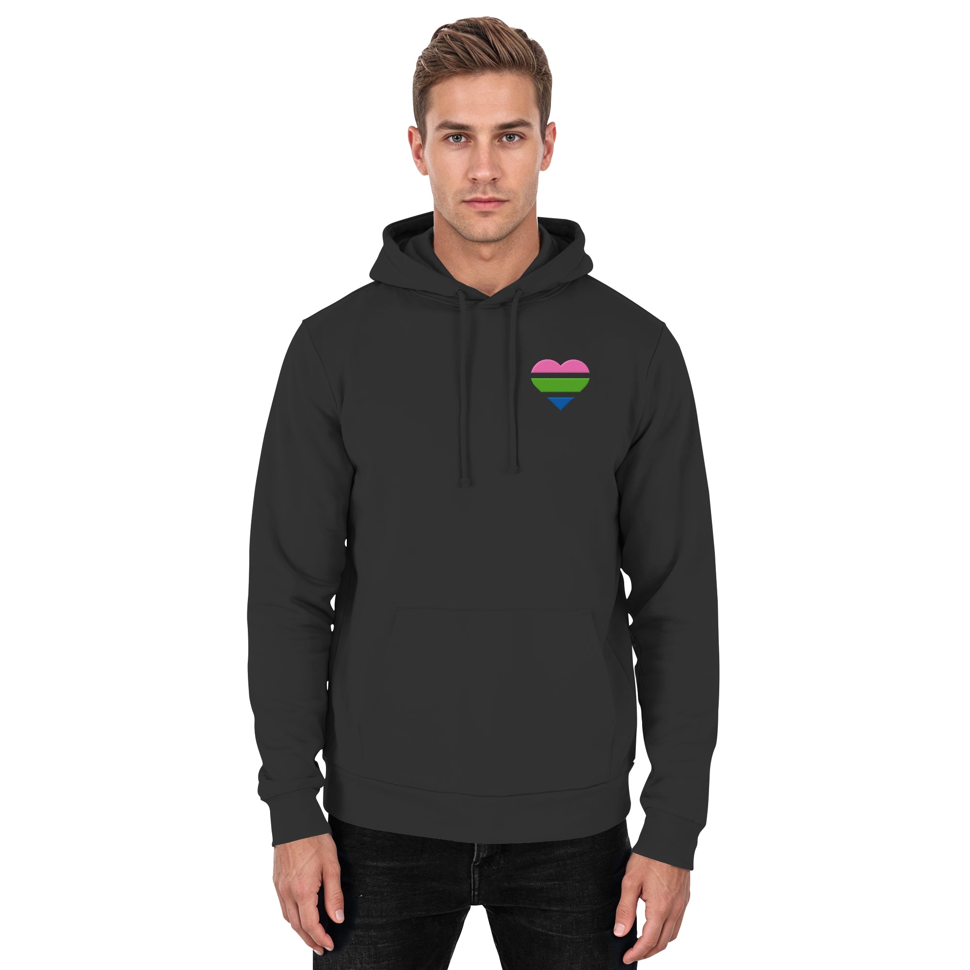 Basic Hoodie - Polysexual Flag Herz Stick