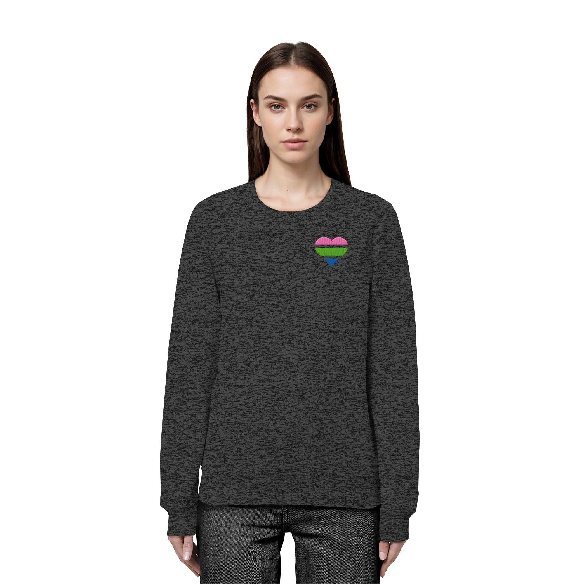 Organic Basic Sweatshirt - Polysexual Flag Herz Stick