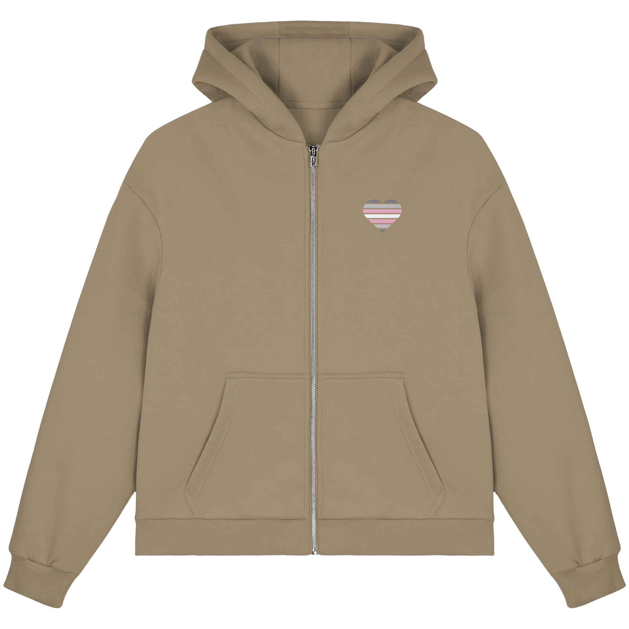 Fluffy Boxcut Zipper - Demigirl Flag Herz Print