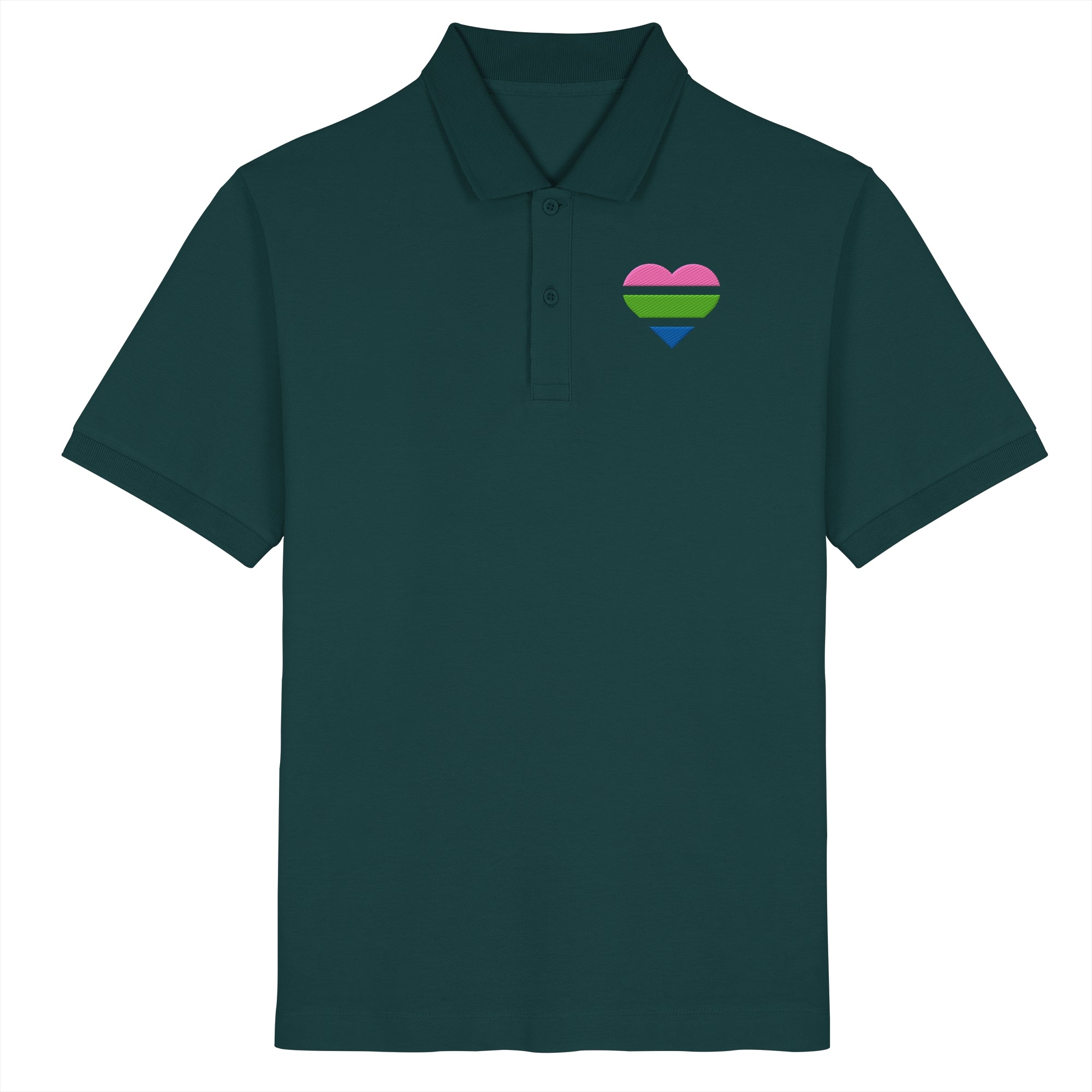 Organic Poloshirt - Polysexual Flag Herz Stick