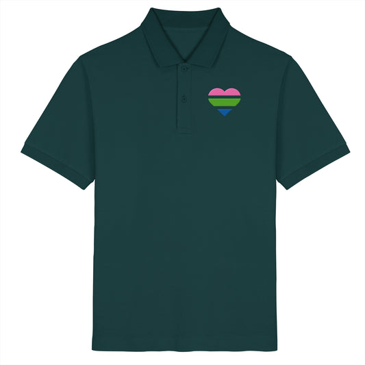 Organic Poloshirt - Polysexual Flag Herz Stick
