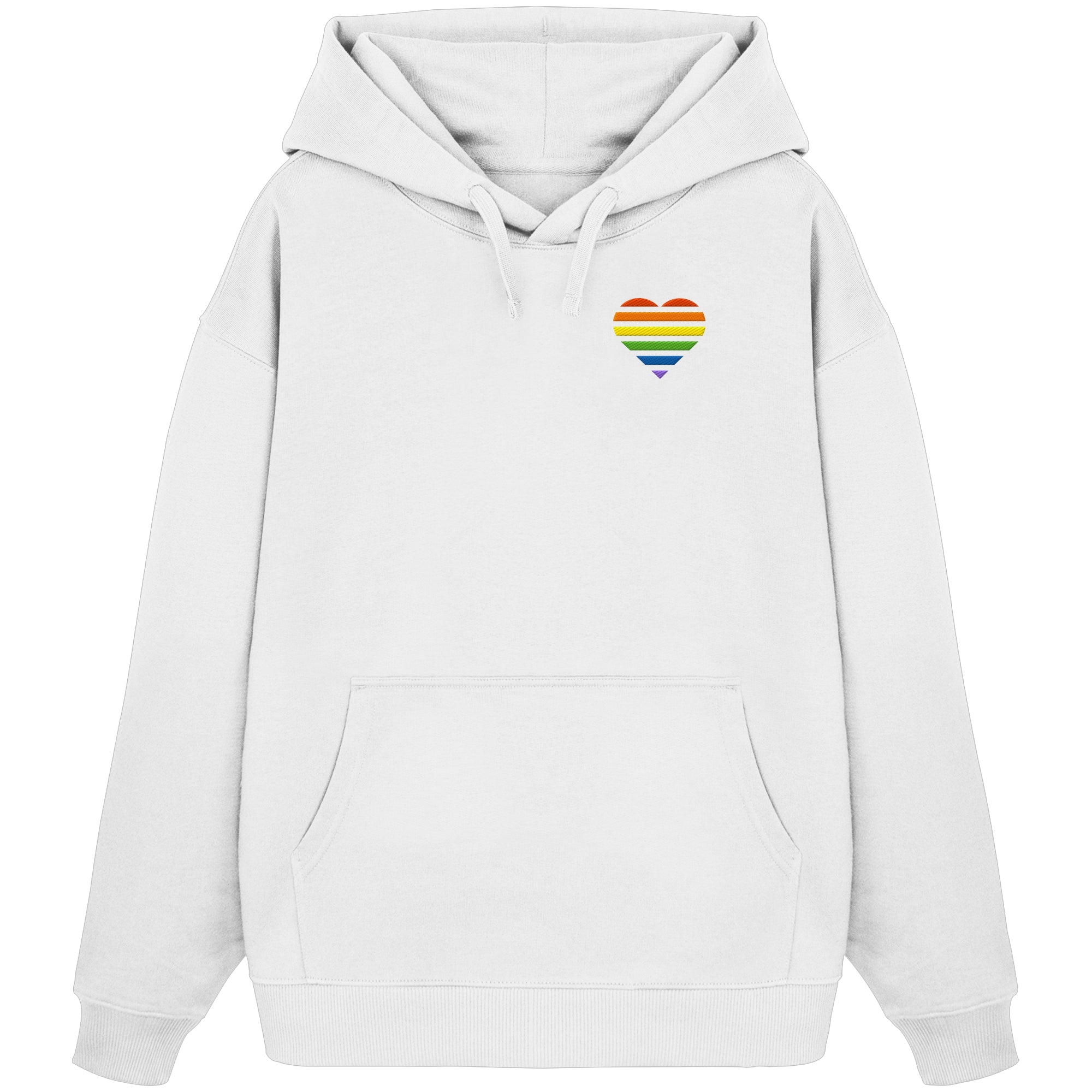 Organic Oversize Hoodie - Pride Flag Herz Stick