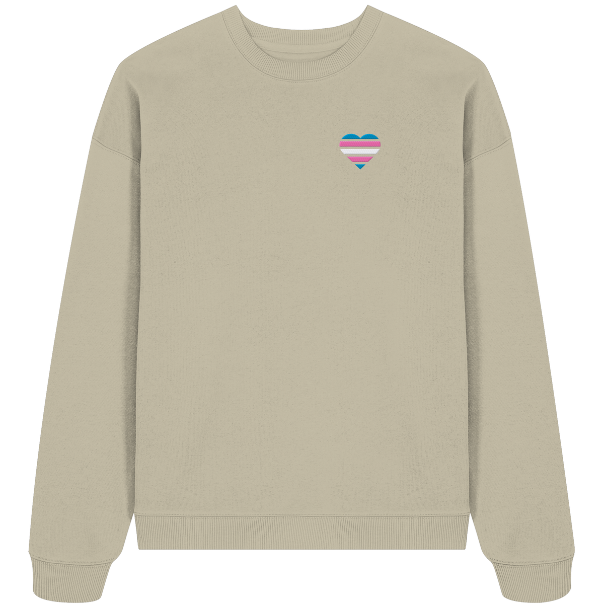 Organic Oversize Sweatshirt mit Herz Stick - Trans