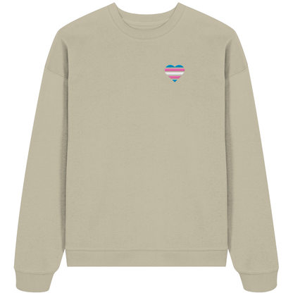 Organic Oversize Sweatshirt mit Herz Stick - Trans