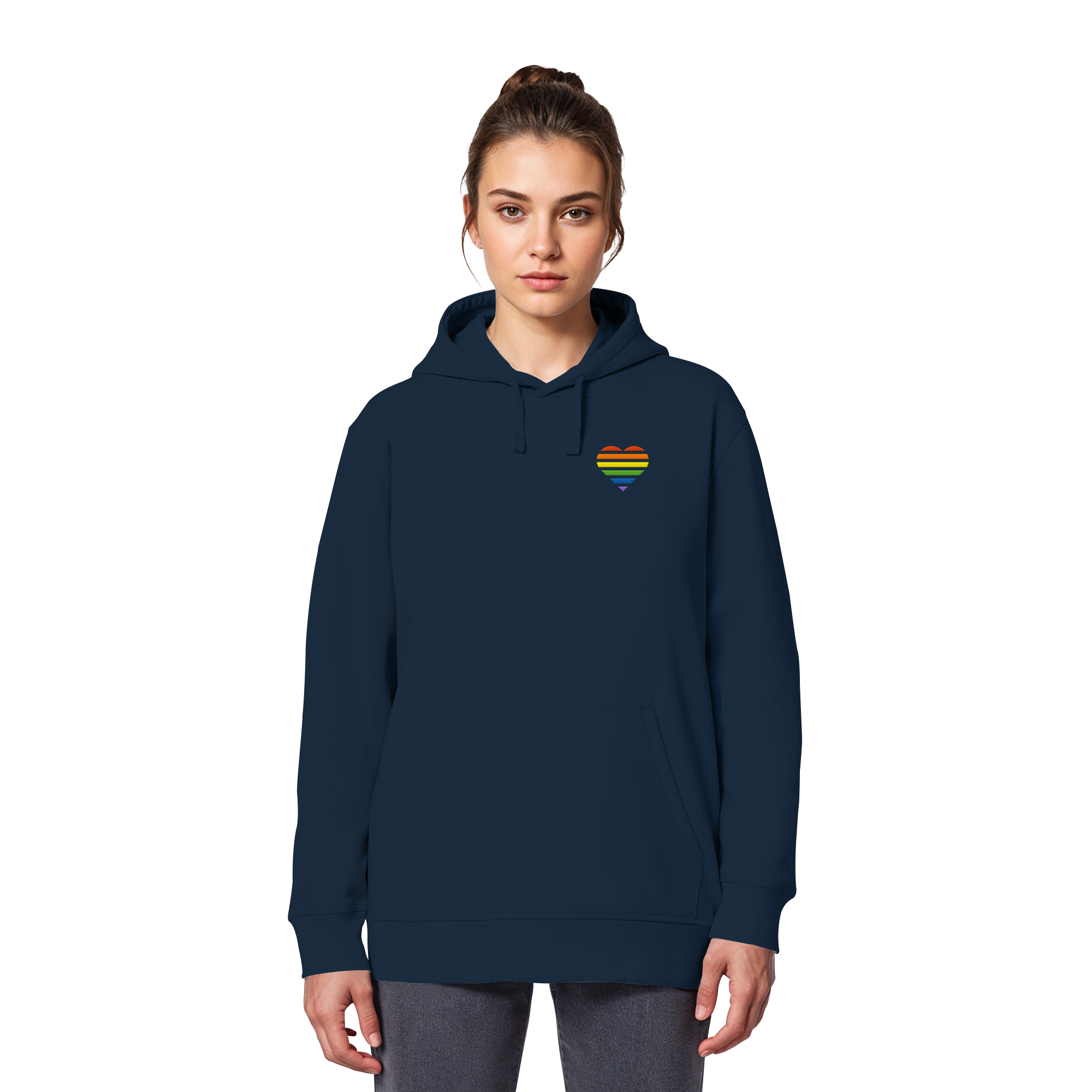 Organic Basic Hoodie - Pride Flag Herz Stick