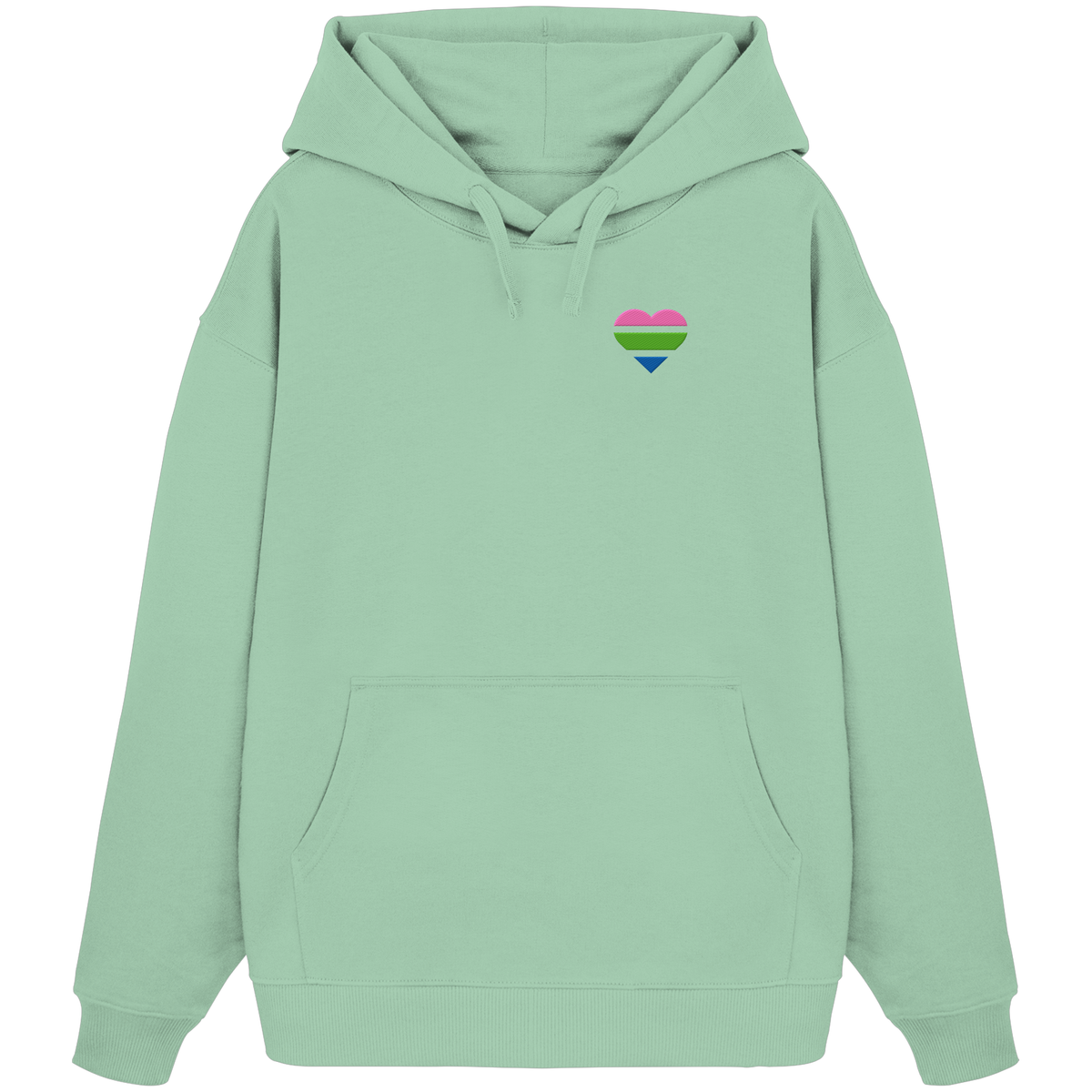 Organic Oversize Hoodie mit Herz Stick - Polysexual