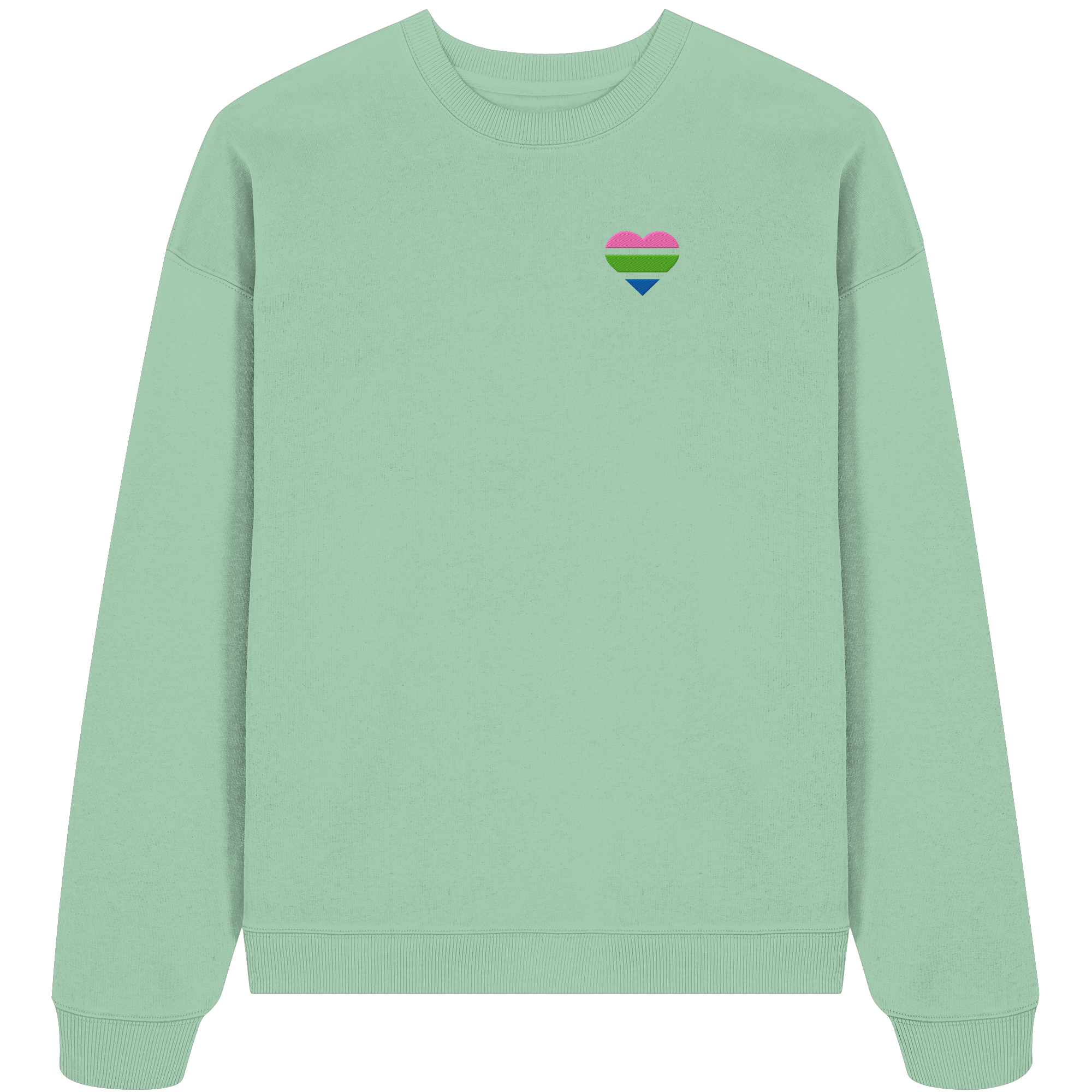Organic Oversize Sweatshirt - Polysexual Flag Herz Stick