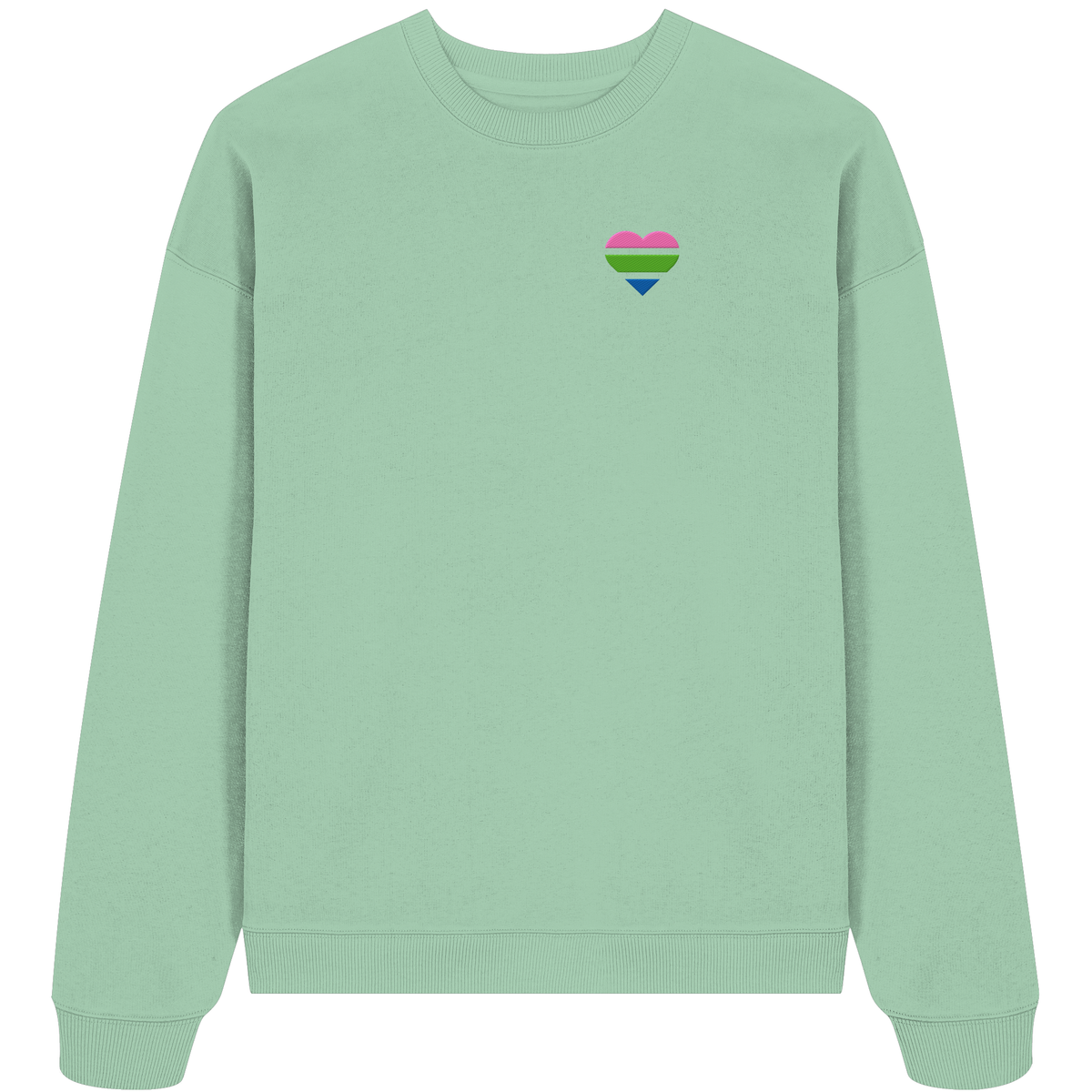 Organic Oversize Sweatshirt mit Herz Stick - Polysexual