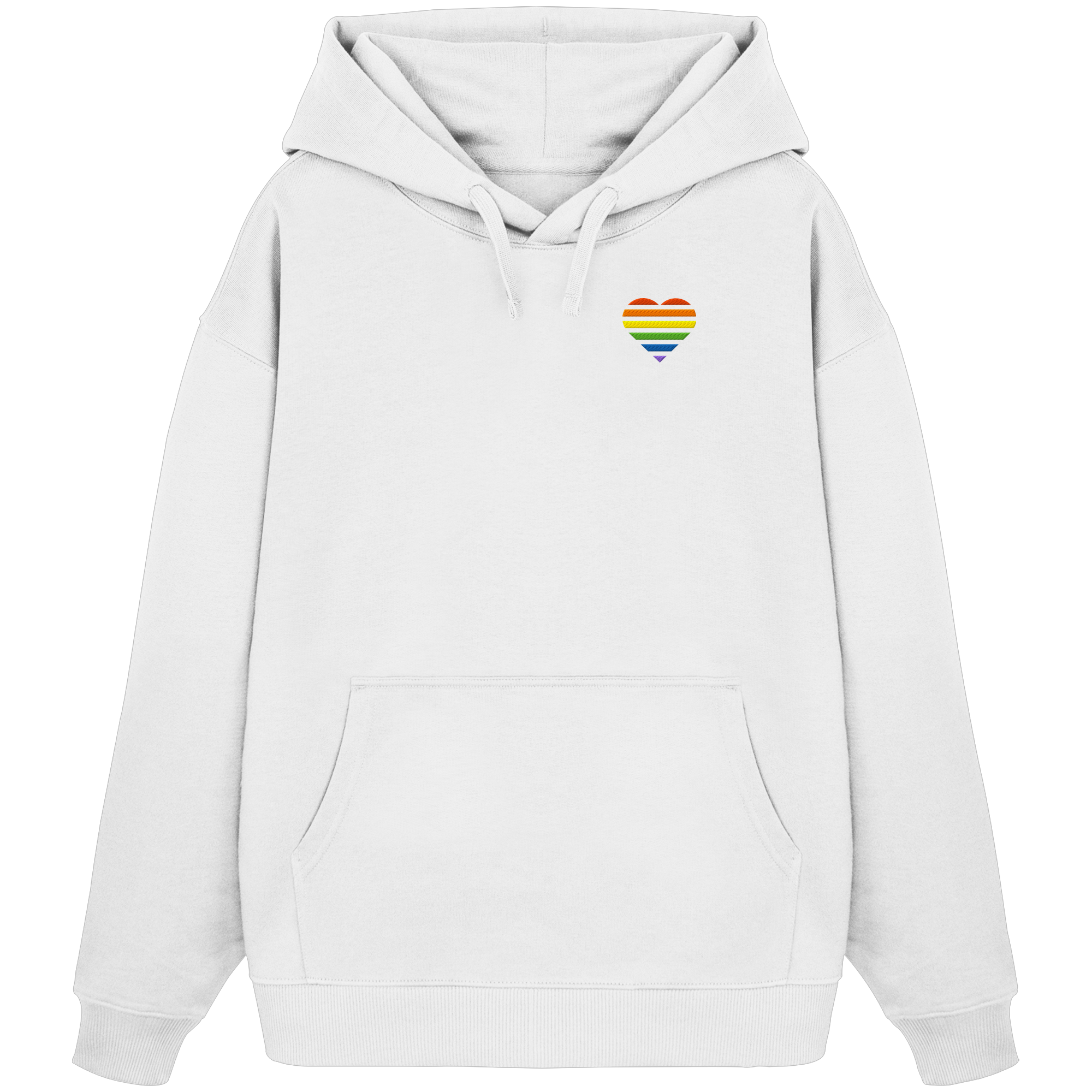 Organic Oversize Hoodie - Pride Flag Herz Stick