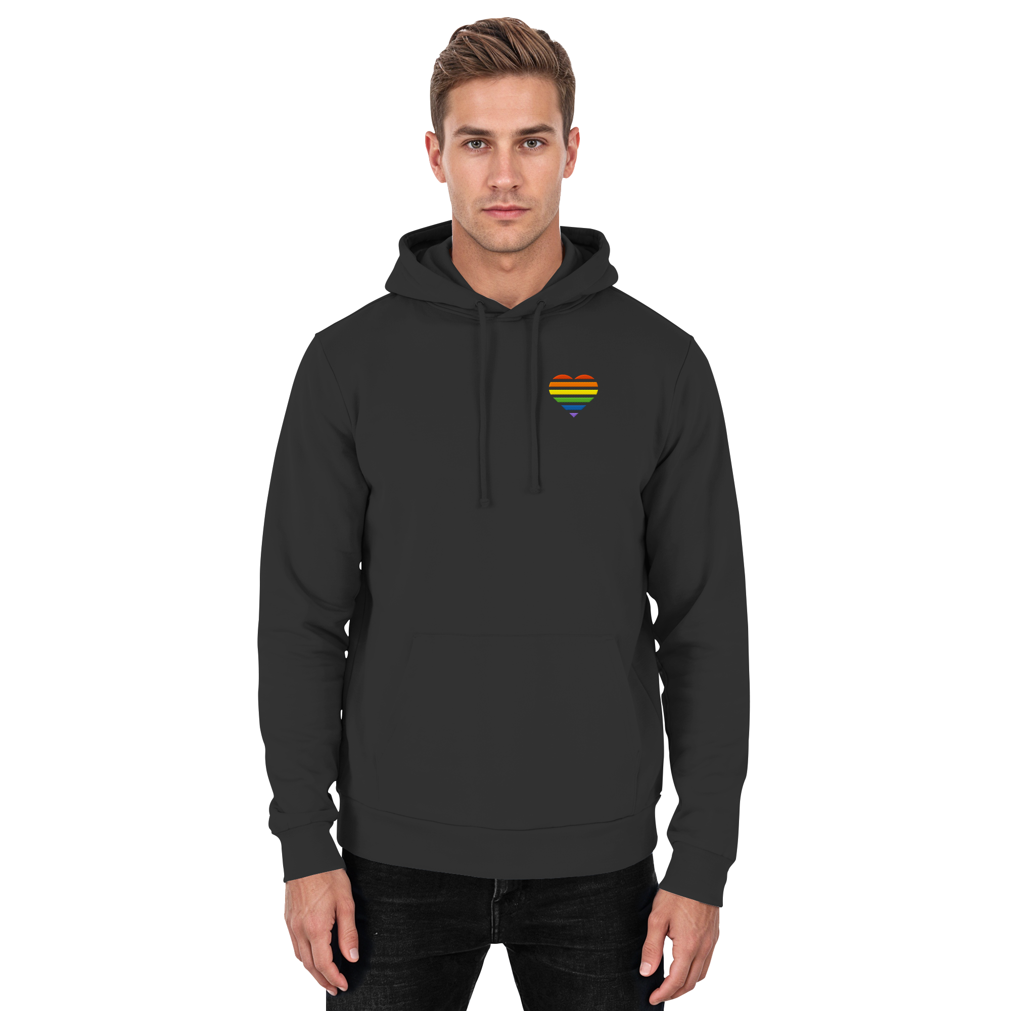 Basic Hoodie - Pride Flag Herz Stick