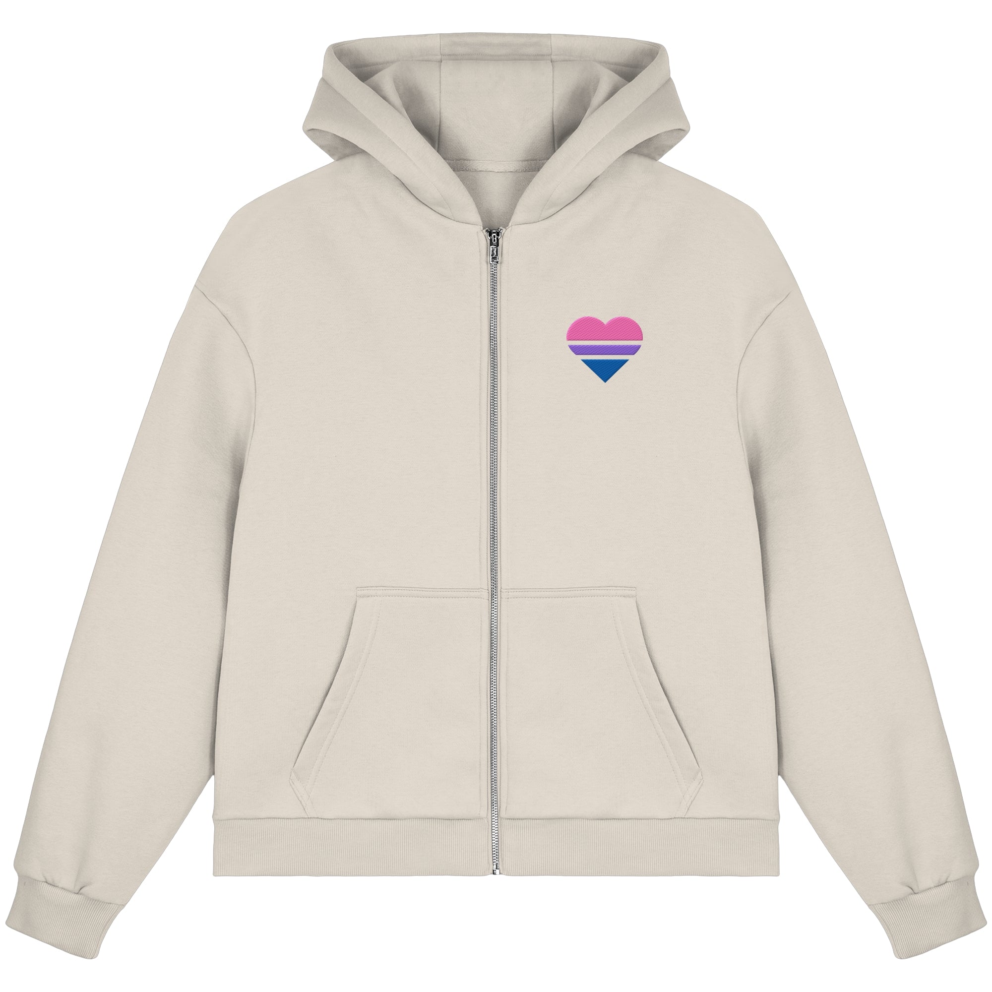 Fluffy Boxcut Zipper - Bisexual Flag Herz Stick