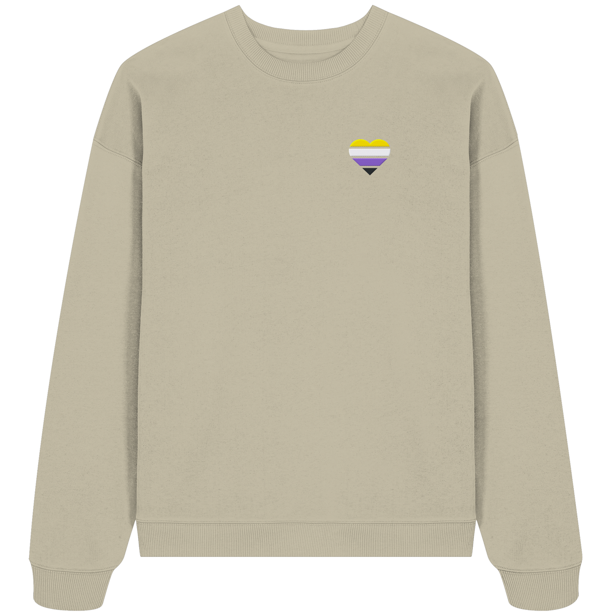 Organic Oversize Sweatshirt mit Herz Stick - Nonbinary