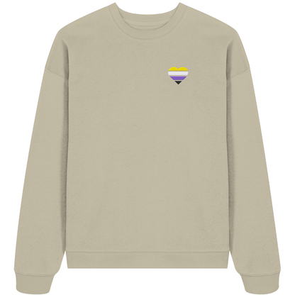 Organic Oversize Sweatshirt mit Herz Stick - Nonbinary