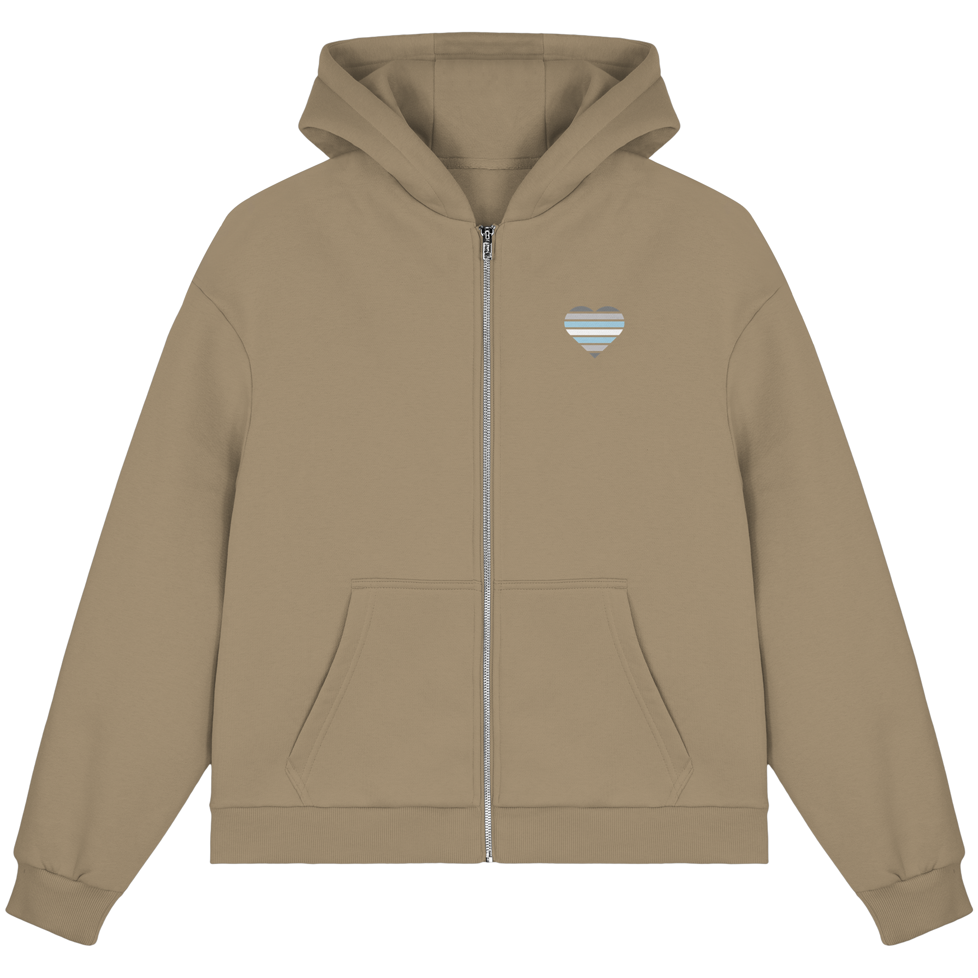 Fluffy Boxcut Zipper - Demiboy Flag Herz Print